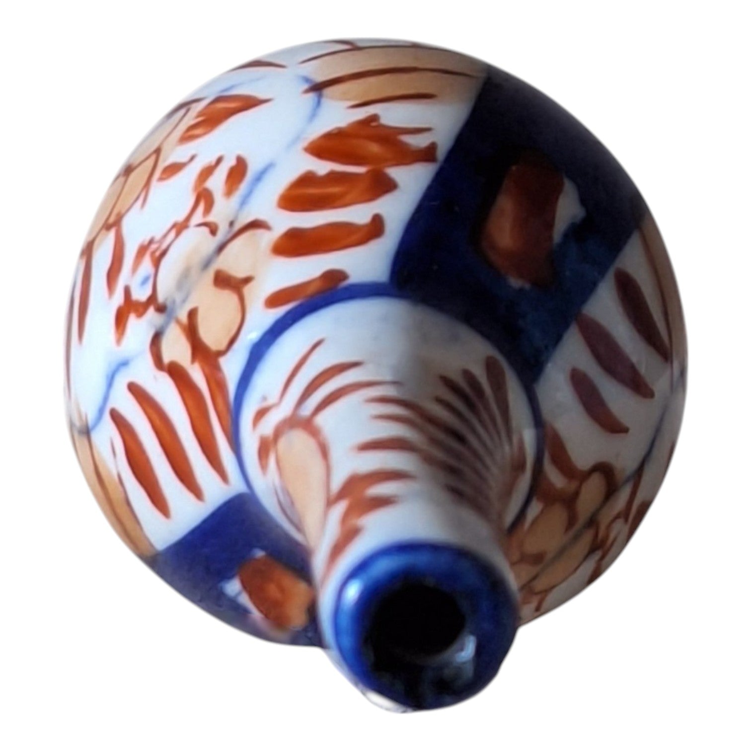 Imari Miniatur-Pfeifenvase – Eulenform, japanisches Porzellan, Meiji-Periode