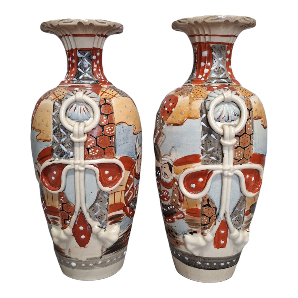 Kyoto Satsuma Vasen-Set – Handbemaltes japanisches Porzellan, 1930-1950