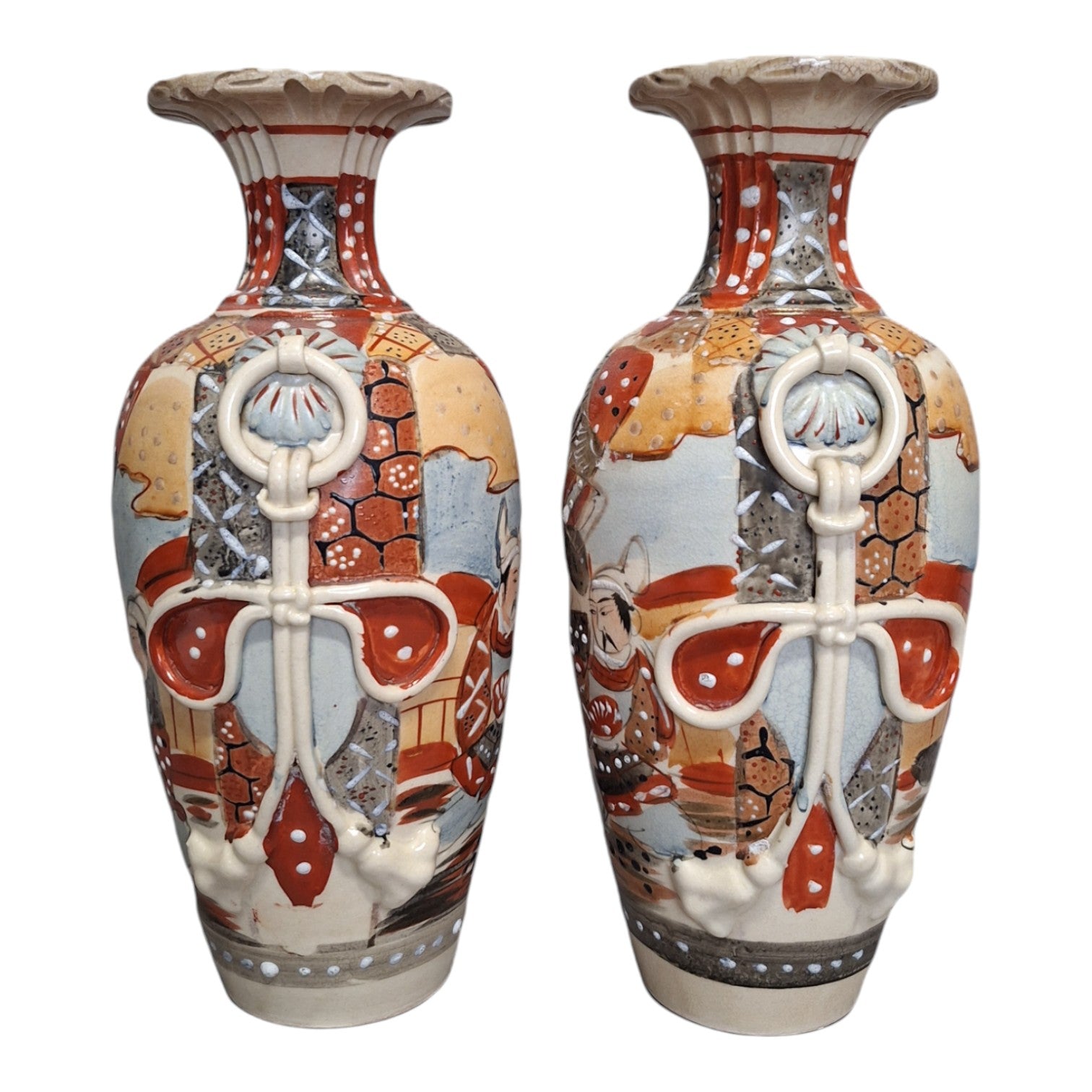 Kyoto Satsuma Vasen-Set – Handbemaltes japanisches Porzellan, 1930-1950