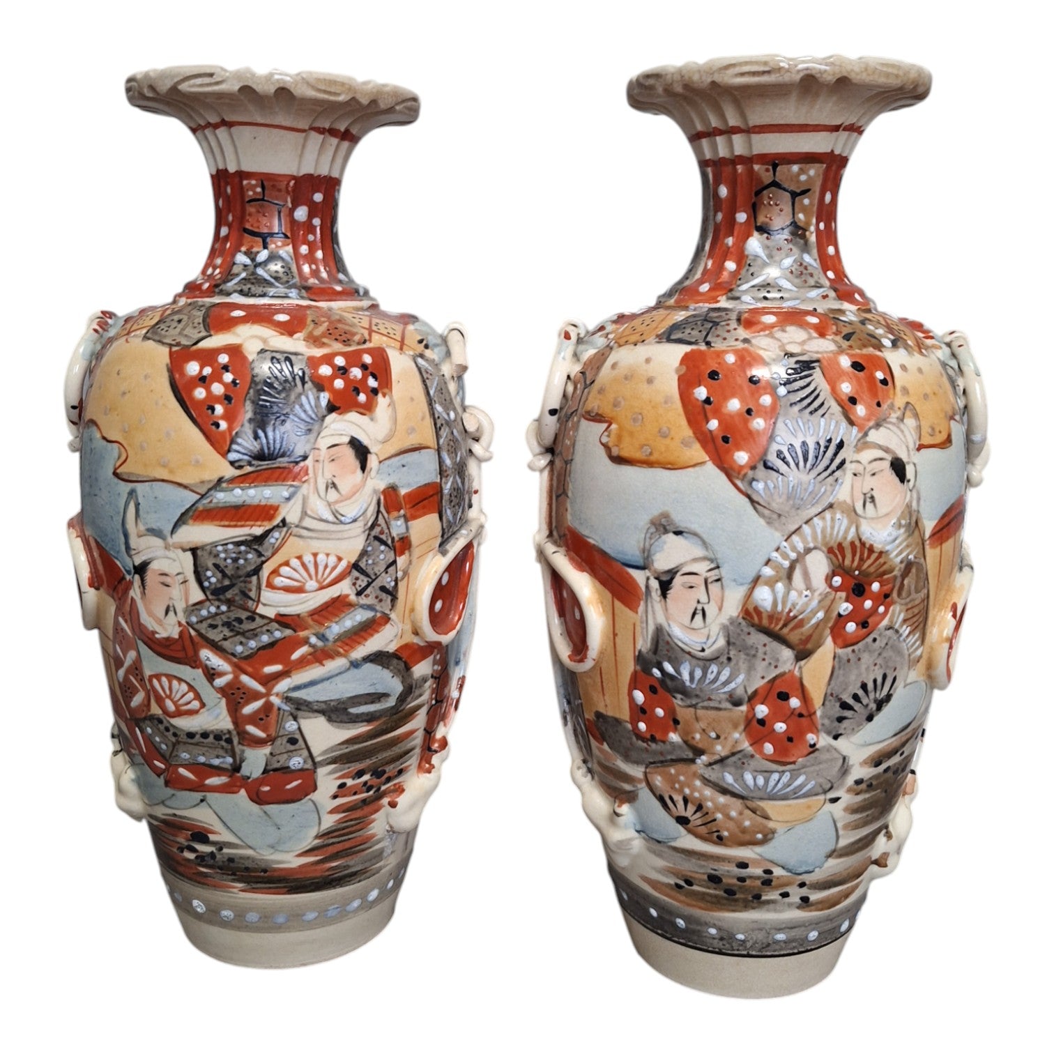 Kyoto Satsuma Vasen-Set – Handbemaltes japanisches Porzellan, 1930-1950
