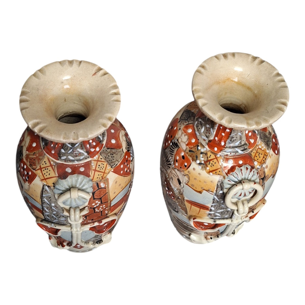 Kyoto Satsuma Vasen-Set – Handbemaltes japanisches Porzellan, 1930-1950