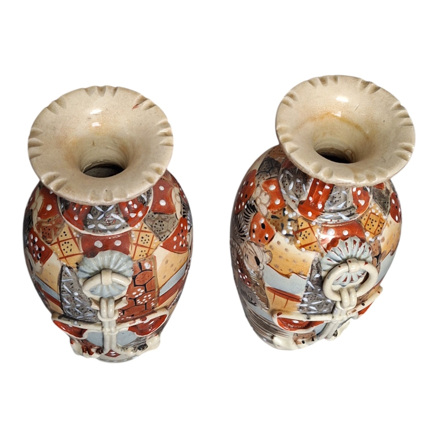 Kyoto Satsuma Vasen-Set – Handbemaltes japanisches Porzellan, 1930-1950