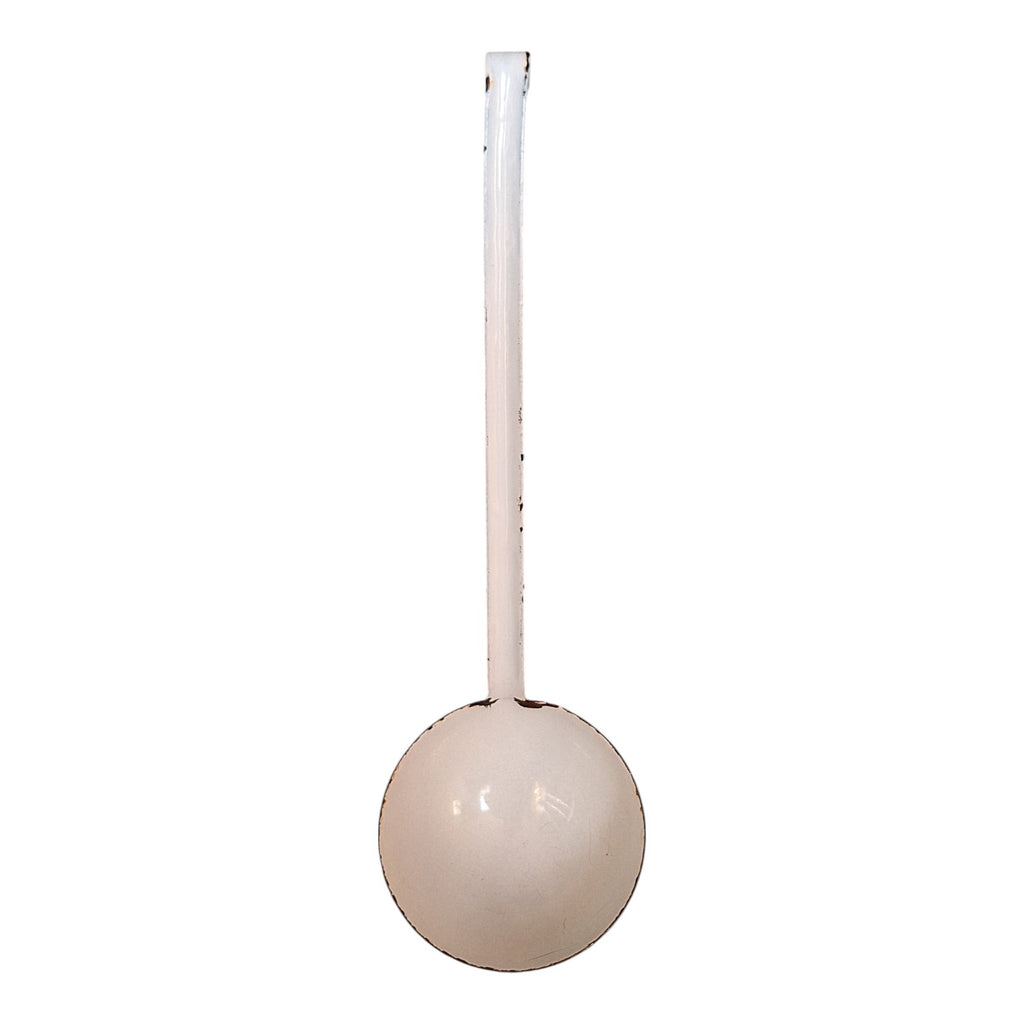 Vintage white enameled ladle