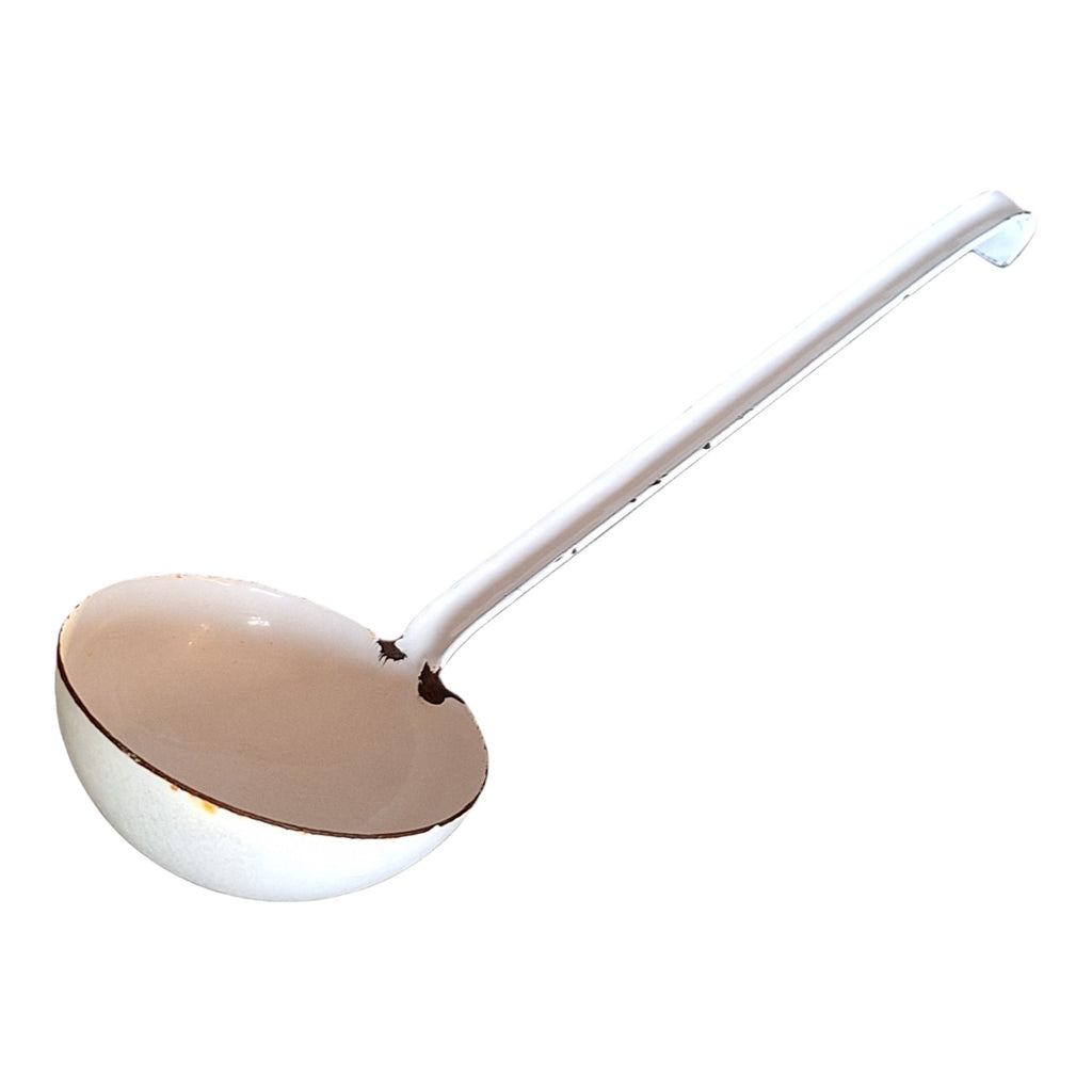 Vintage white enameled ladle