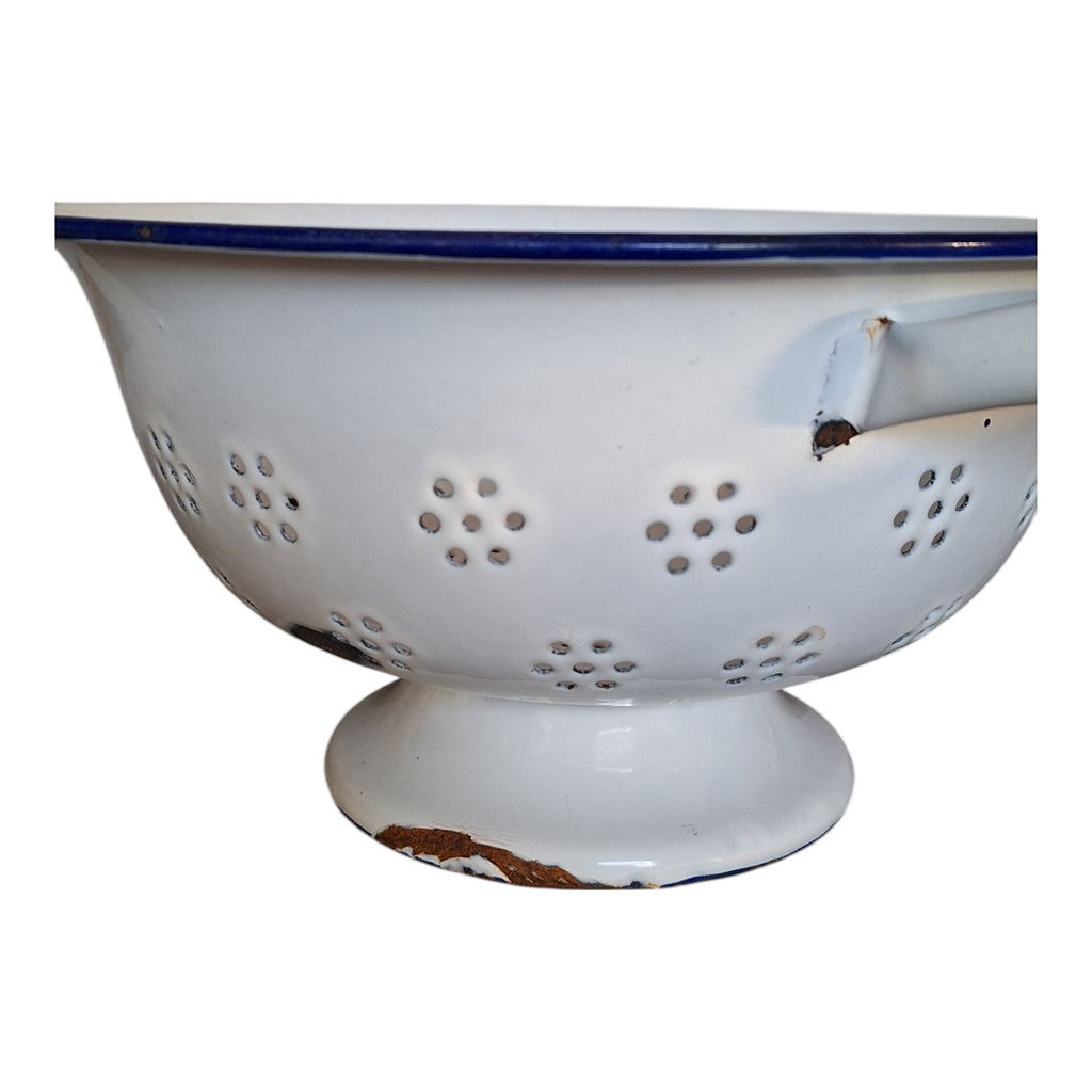 Vintage White Enamel Colander Ø 25.5 cm