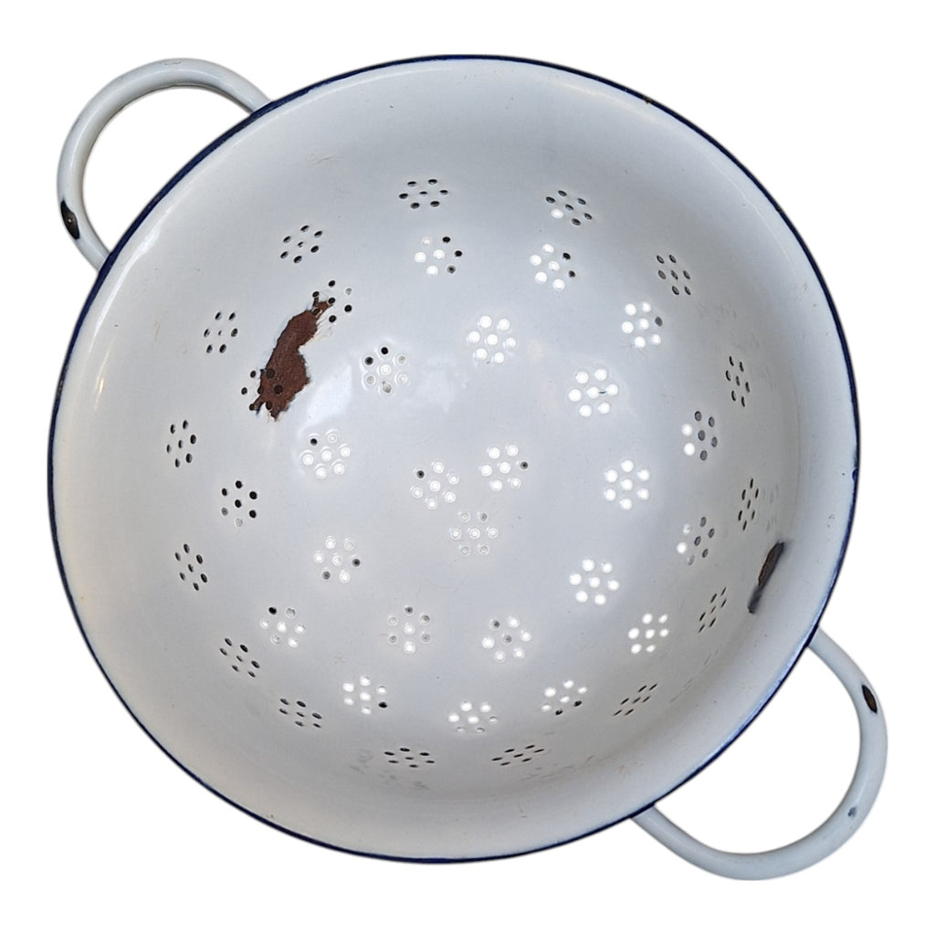 Vintage White Enamel Colander Ø 25.5 cm