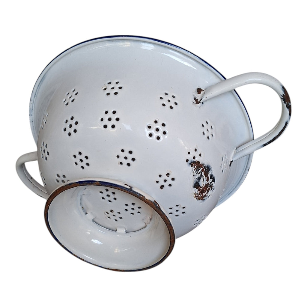 Vintage White Enamel Colander Ø 25.5 cm