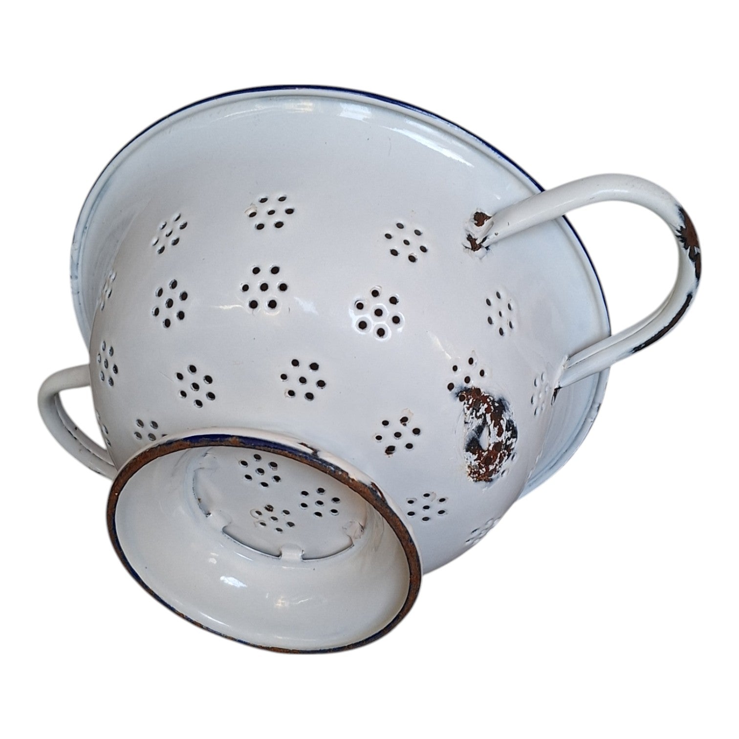Vintage White Enamel Colander Ø 25.5 cm