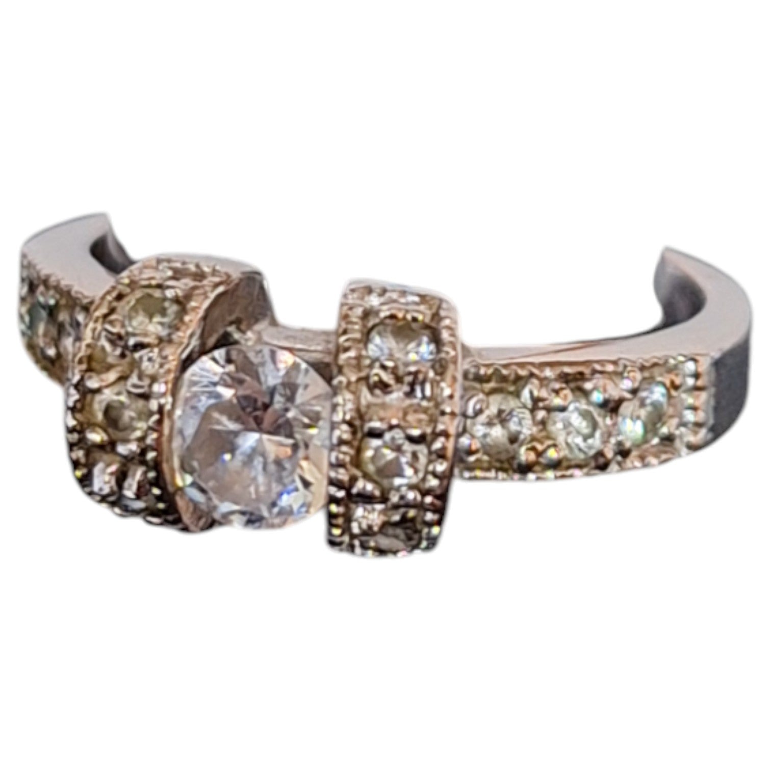 Vintage EDCO versilberter Diamant- und Strass-Damenring