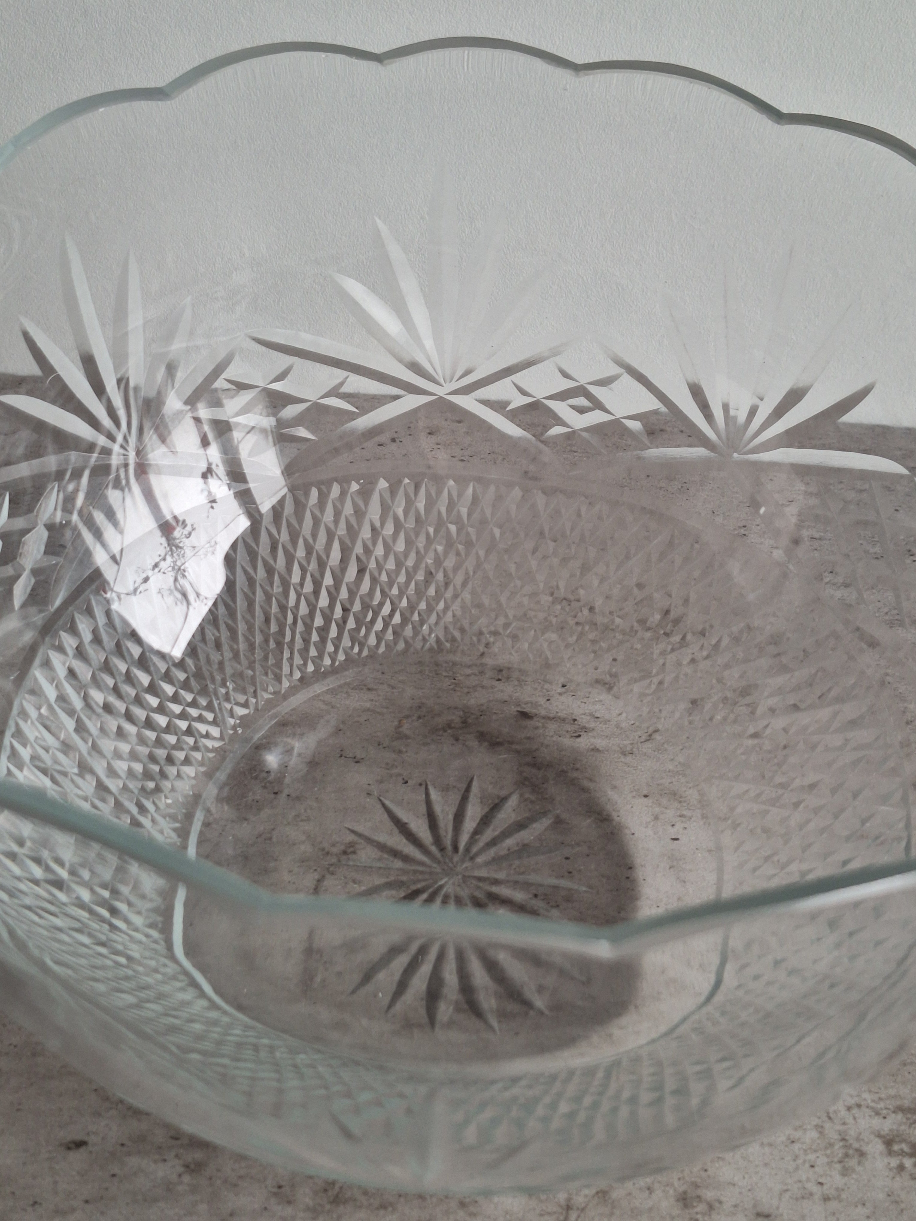 Bleikristallschale Ø 22,5 cm | 60er Jahre | Klares geschliffenes Kristall