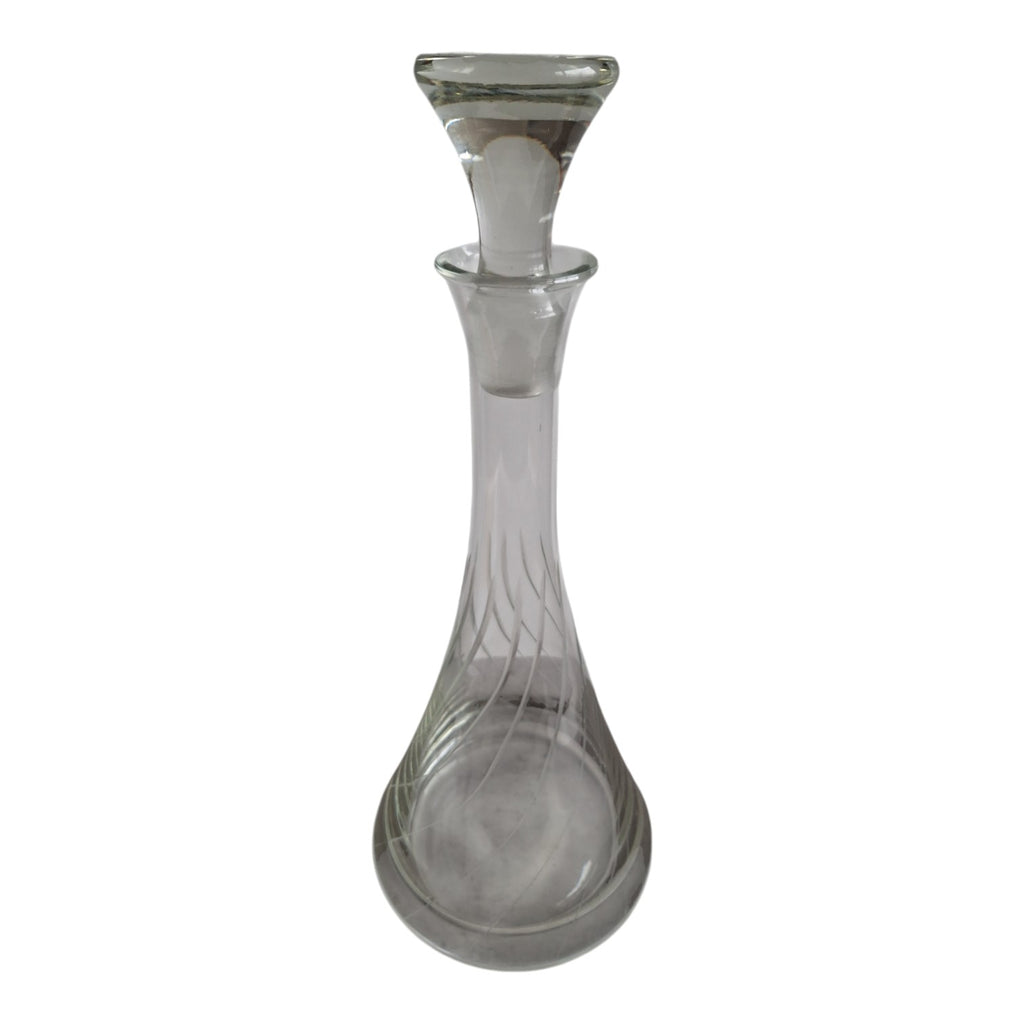 Kristallkaraffe mit Stopfen | Streifengravur | H. 37,5 cm