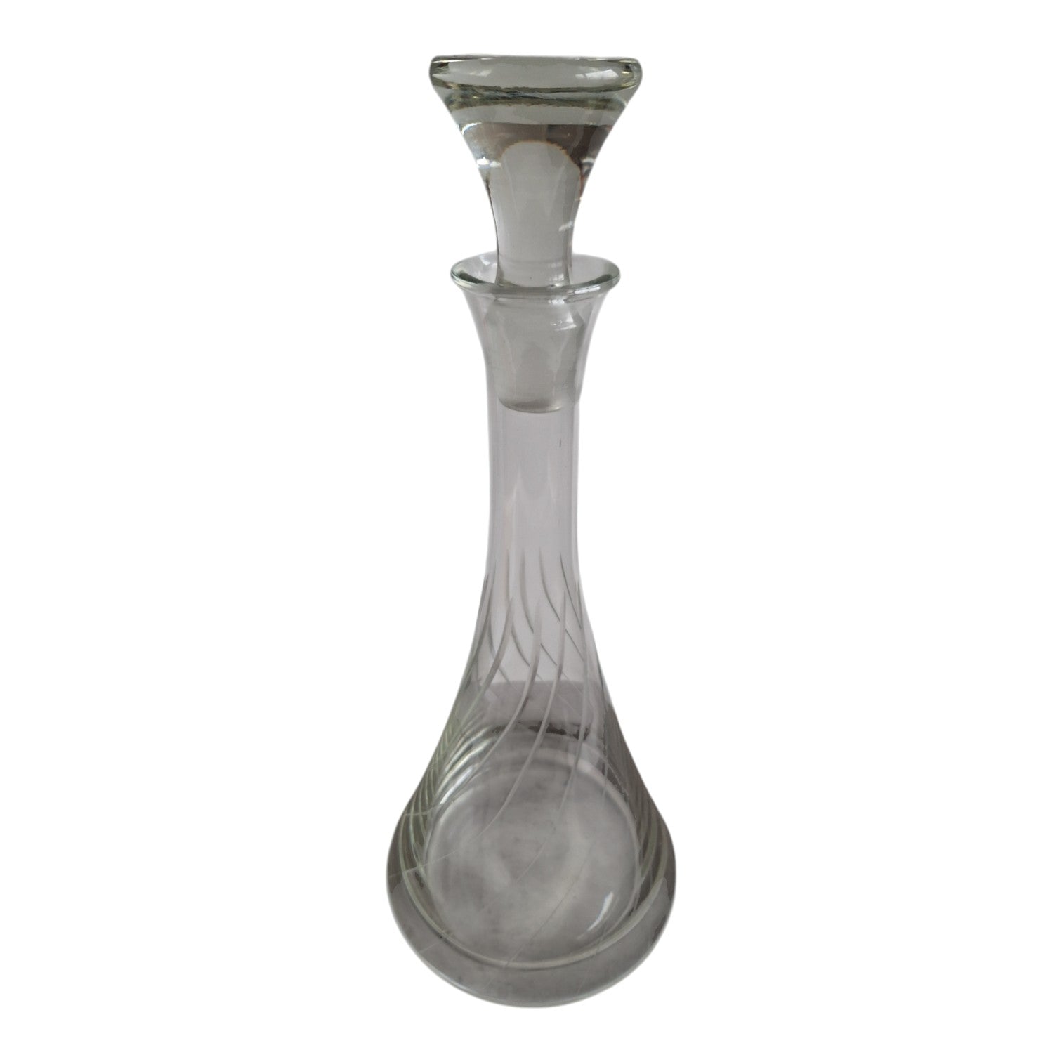 Kristallkaraffe mit Stopfen | Streifengravur | H. 37,5 cm