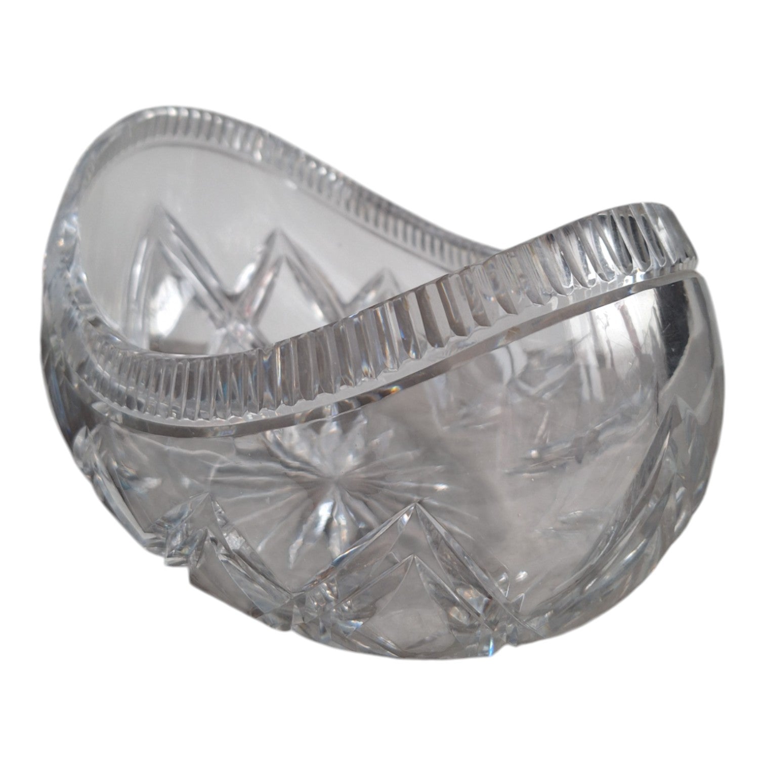 Bleikristall Bootsschale | Jardinière | L. 37 cm | 60er Jahre