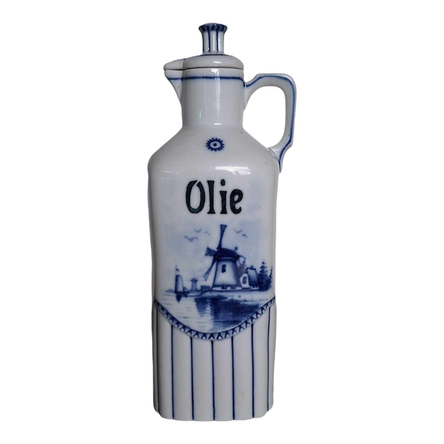 Delft Blau Ölflasche | Mühlenmotiv | Gemarkt Nr. 2805 | 22,5 cm