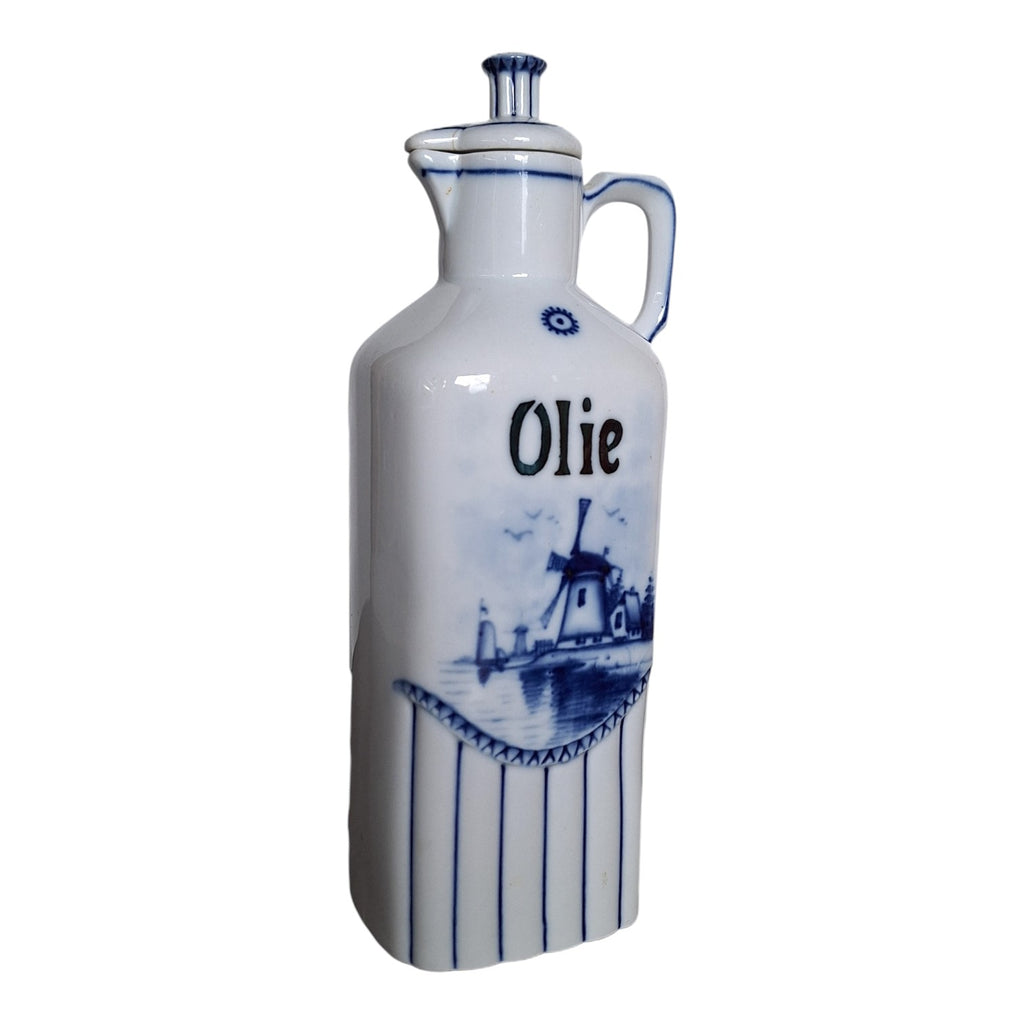 Delft Blau Ölflasche | Mühlenmotiv | Gemarkt Nr. 2805 | 22,5 cm