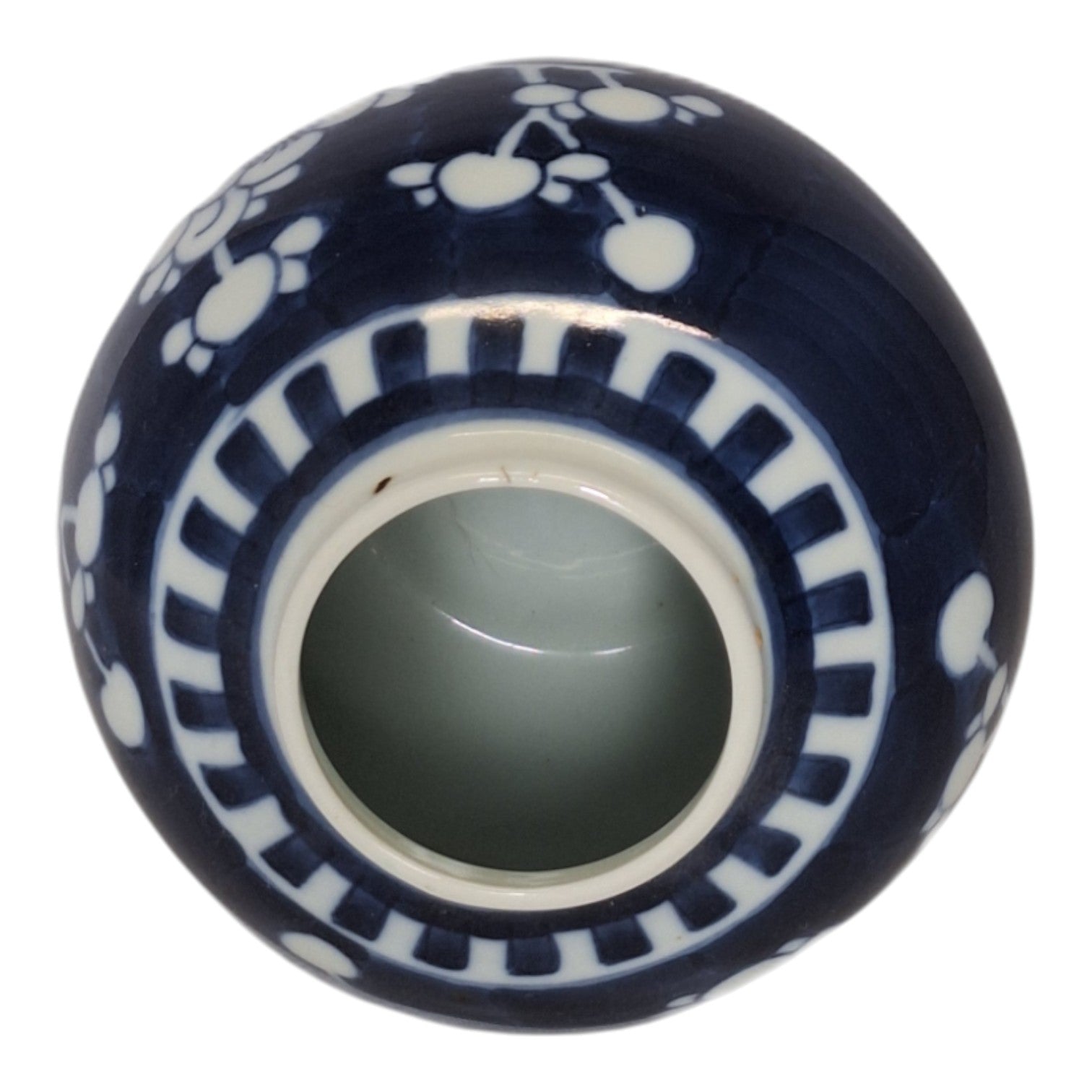Chinesische blau-weiße Ingwer-Vase aus Porzellan mit Pflaumenblütendekor – 1960er Jahre