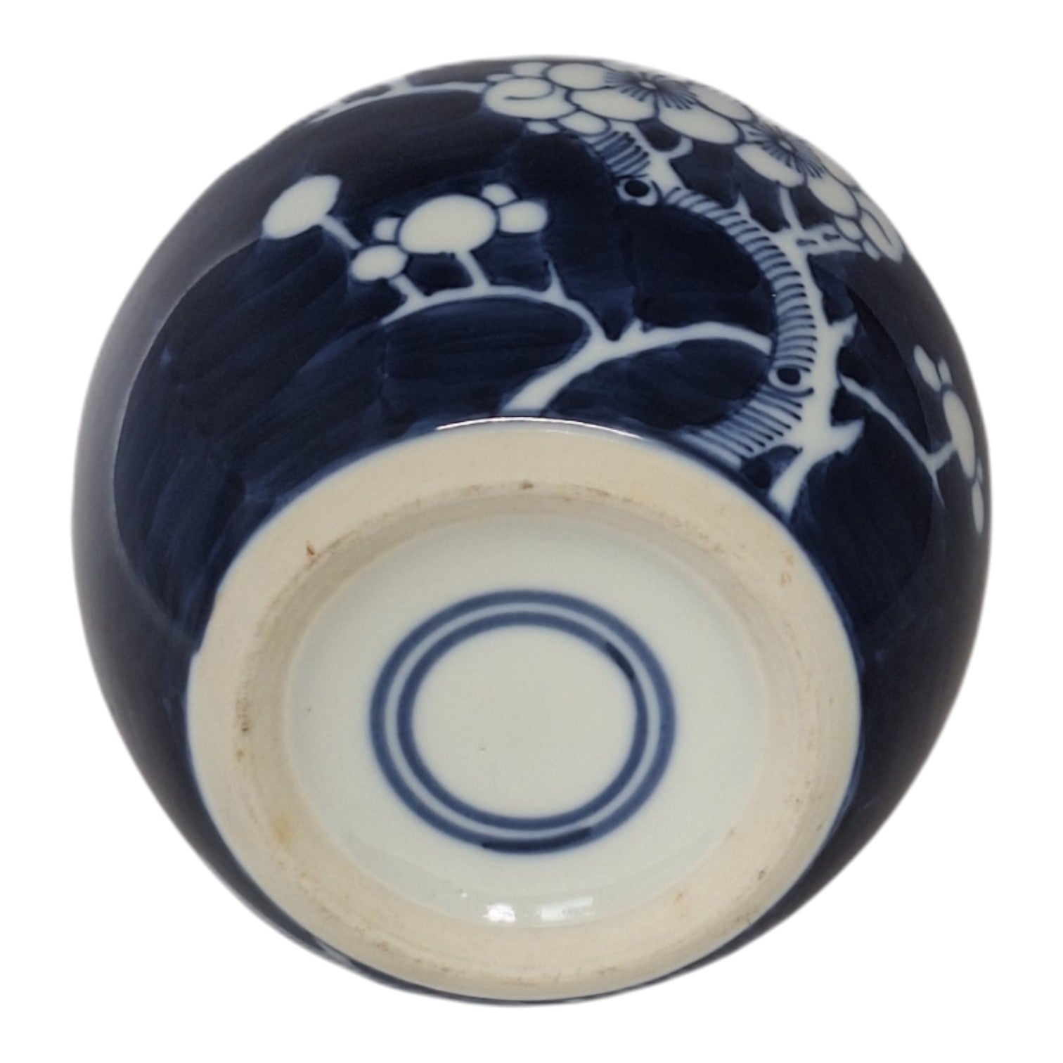 Chinesische blau-weiße Ingwer-Vase aus Porzellan mit Pflaumenblütendekor – 1960er Jahre