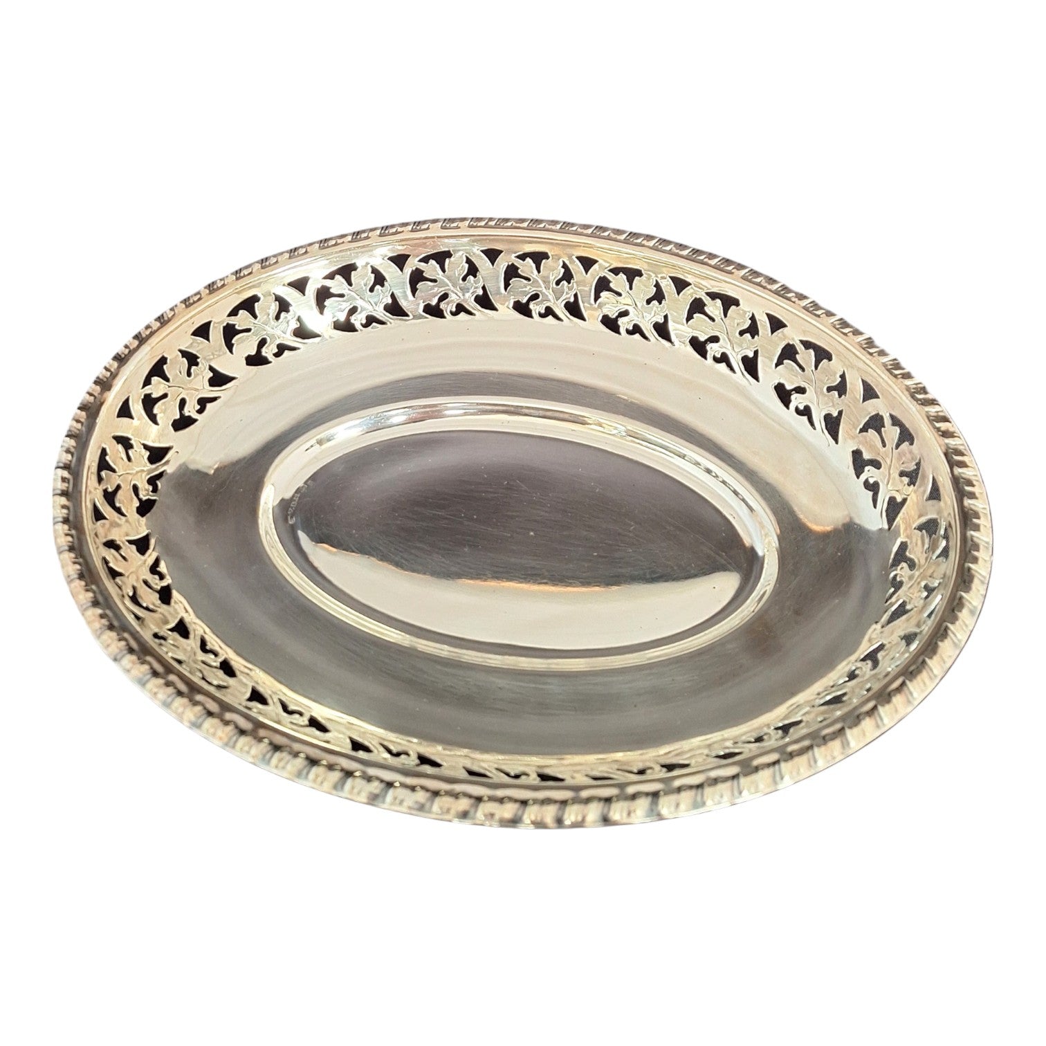 Silver-plated oval V.D.M. dish, France, c. 1940