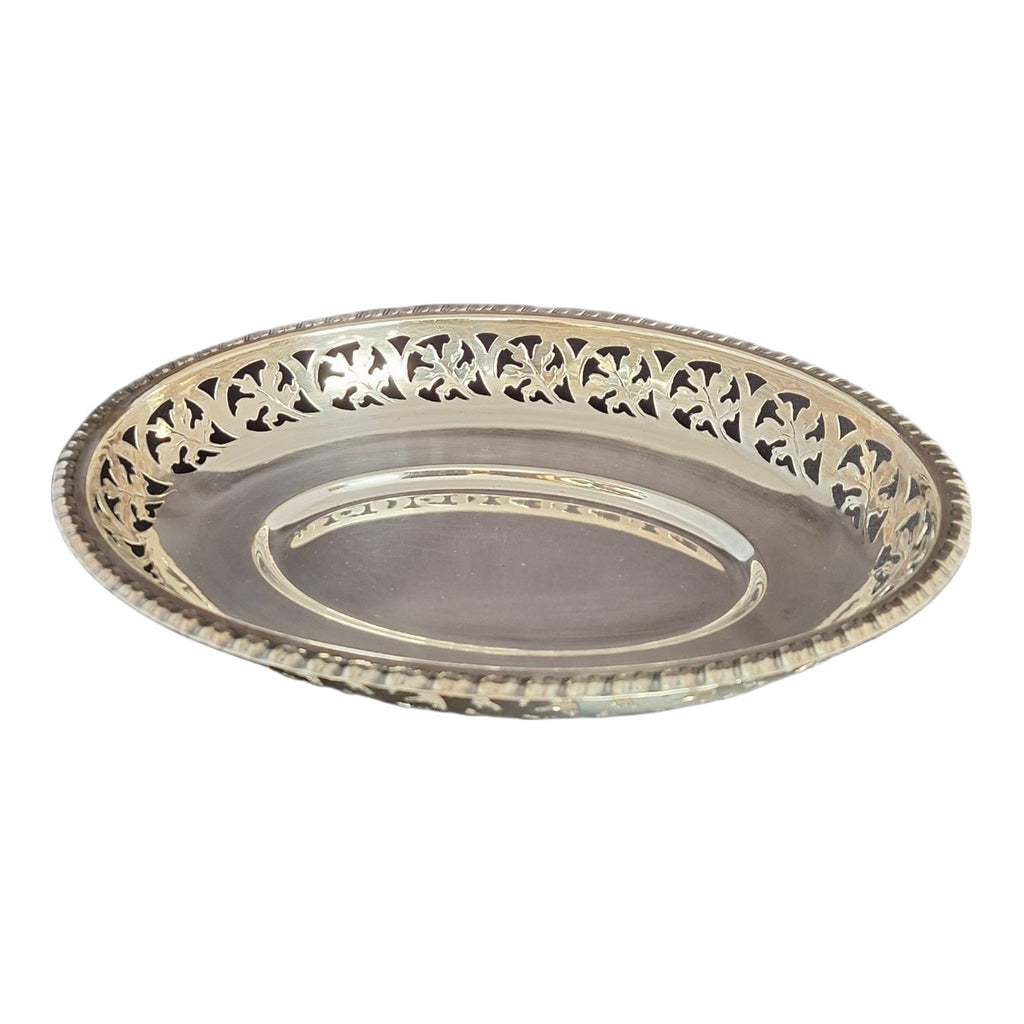 Silver-plated oval V.D.M. dish, France, c. 1940