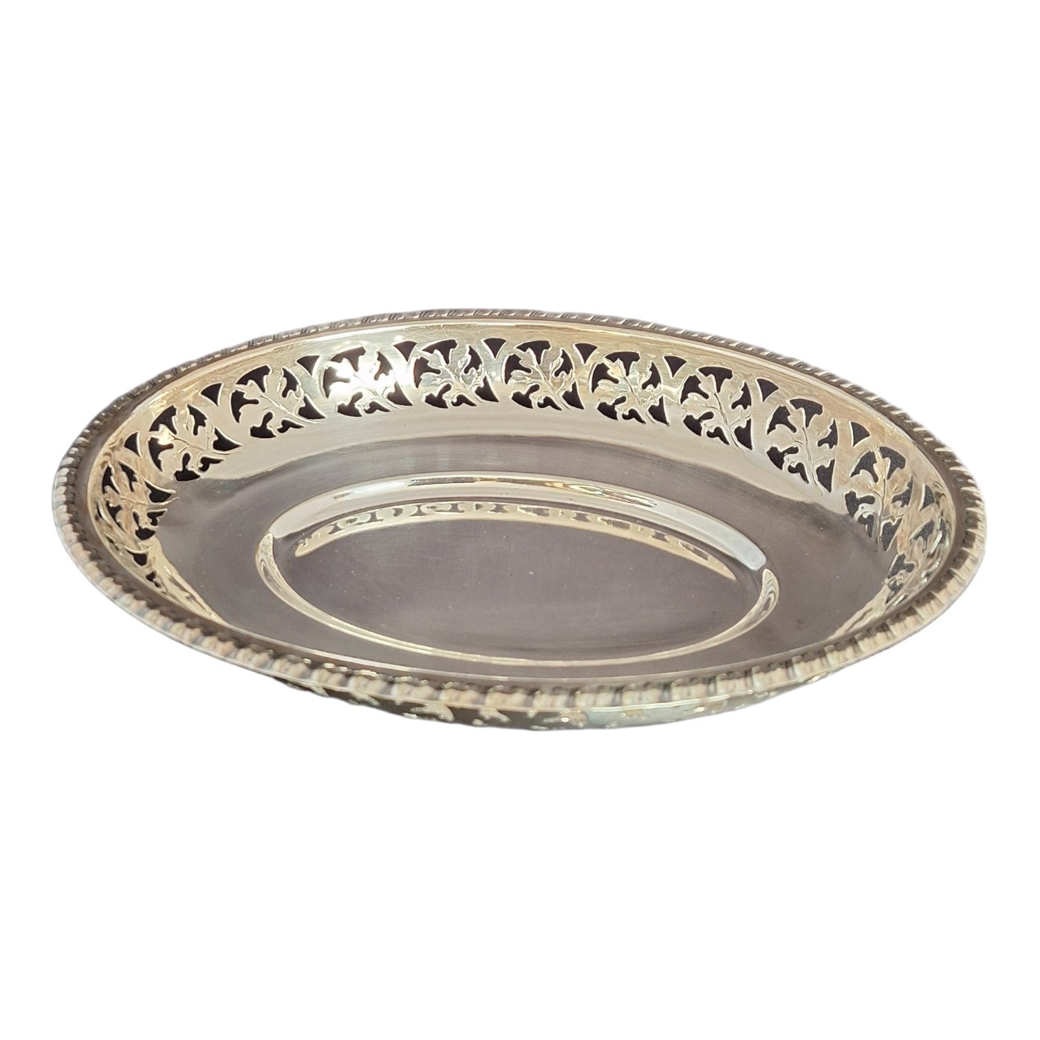 Silver-plated oval V.D.M. dish, France, c. 1940