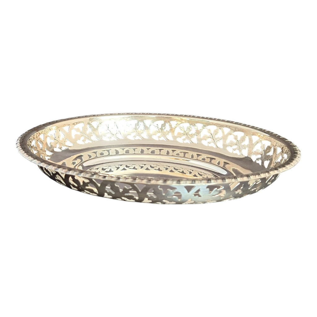 Silver-plated oval V.D.M. dish, France, c. 1940