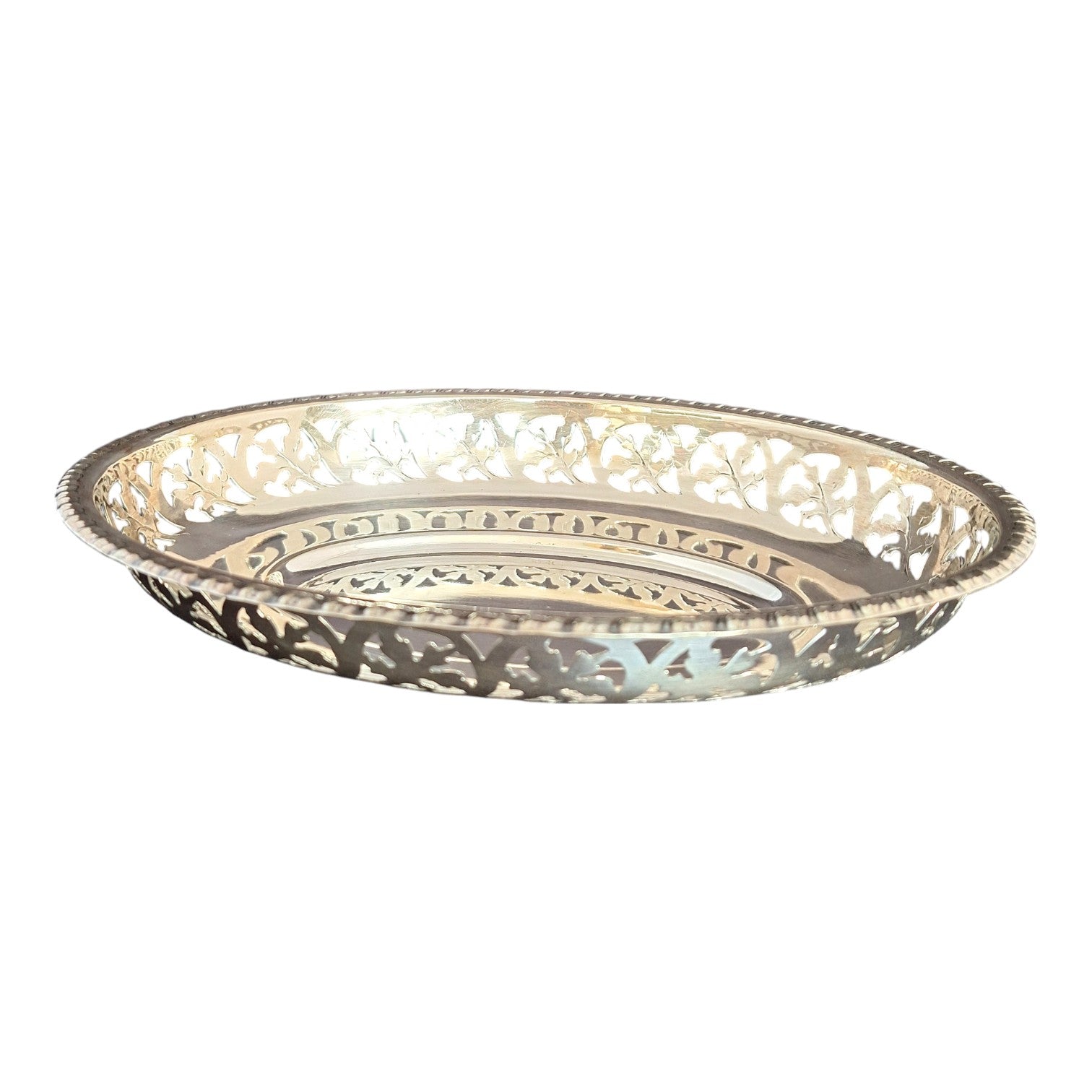 Silver-plated oval V.D.M. dish, France, c. 1940