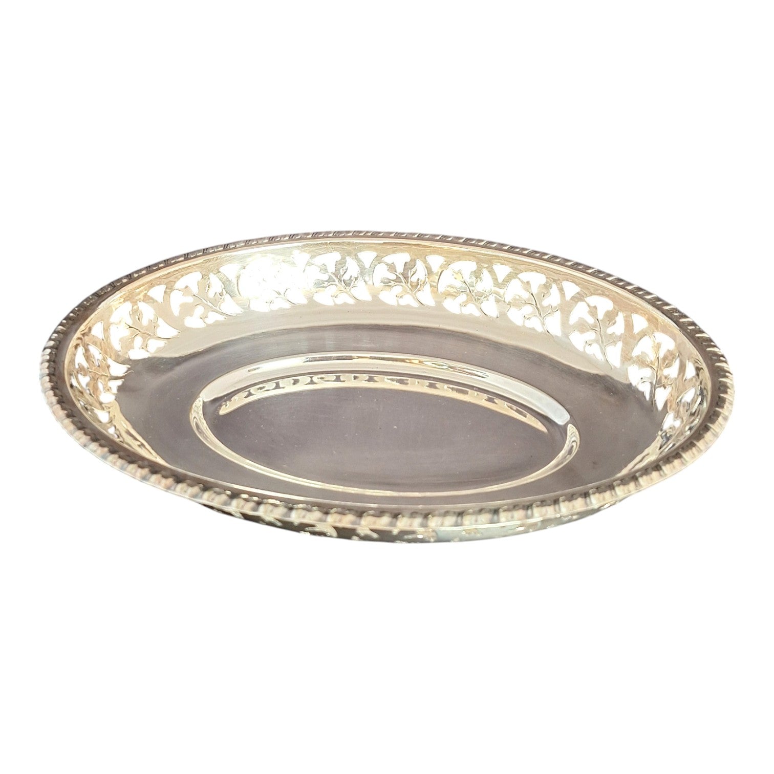 Silver-plated oval V.D.M. dish, France, c. 1940