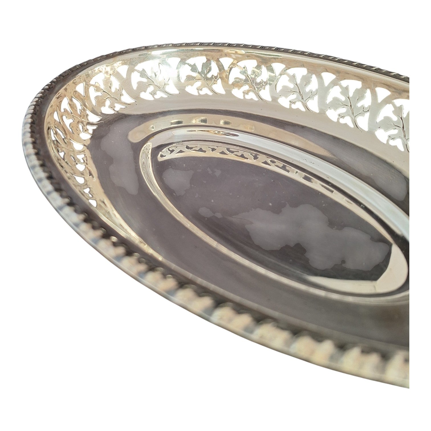 Silver-plated oval V.D.M. dish, France, c. 1940