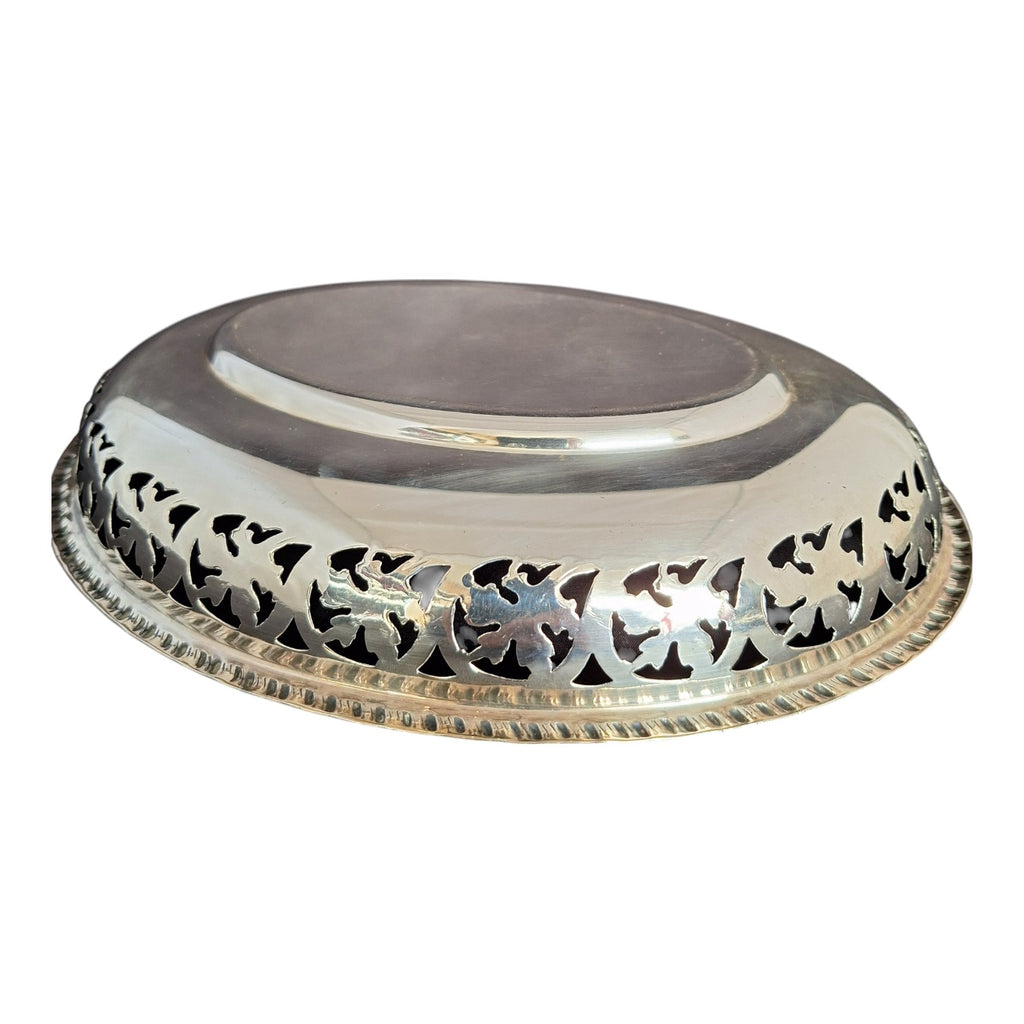 Silver-plated oval V.D.M. dish, France, c. 1940