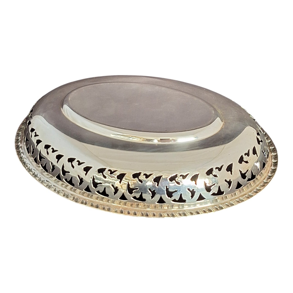 Silver-plated oval V.D.M. dish, France, c. 1940