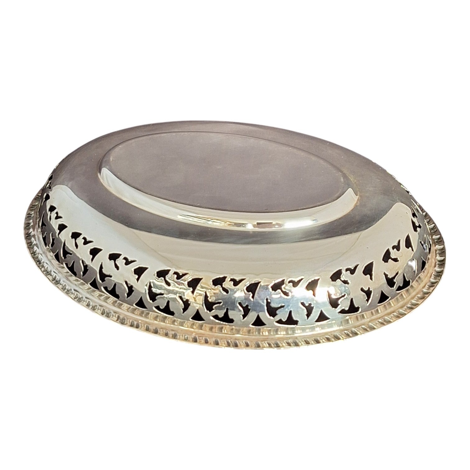 Silver-plated oval V.D.M. dish, France, c. 1940