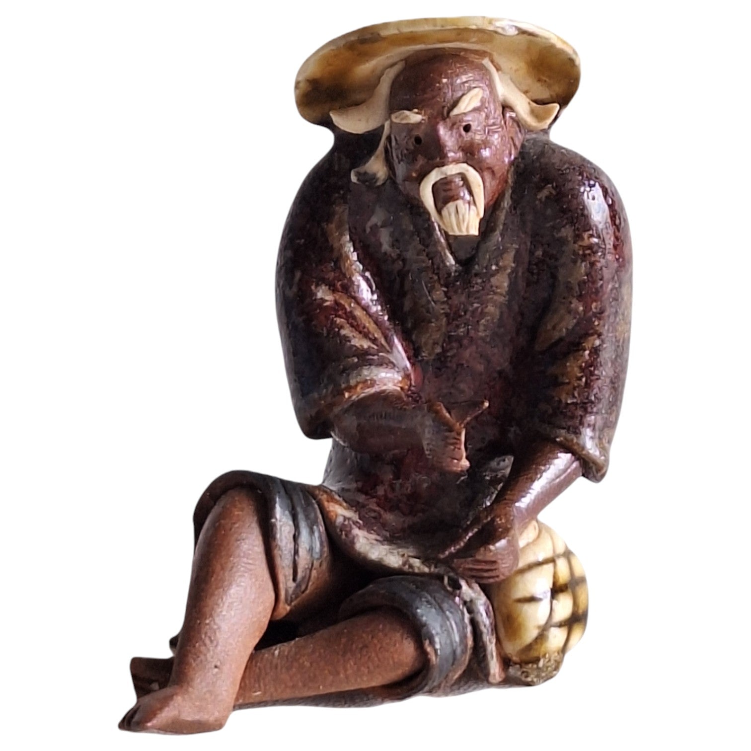 Handgemachte Ton-Mudman-Figur – Shiwan, China, ca. 1980