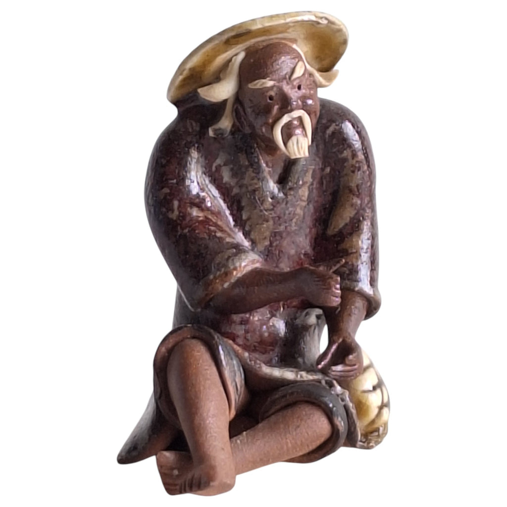 Handgemachte Ton-Mudman-Figur – Shiwan, China, ca. 1980
