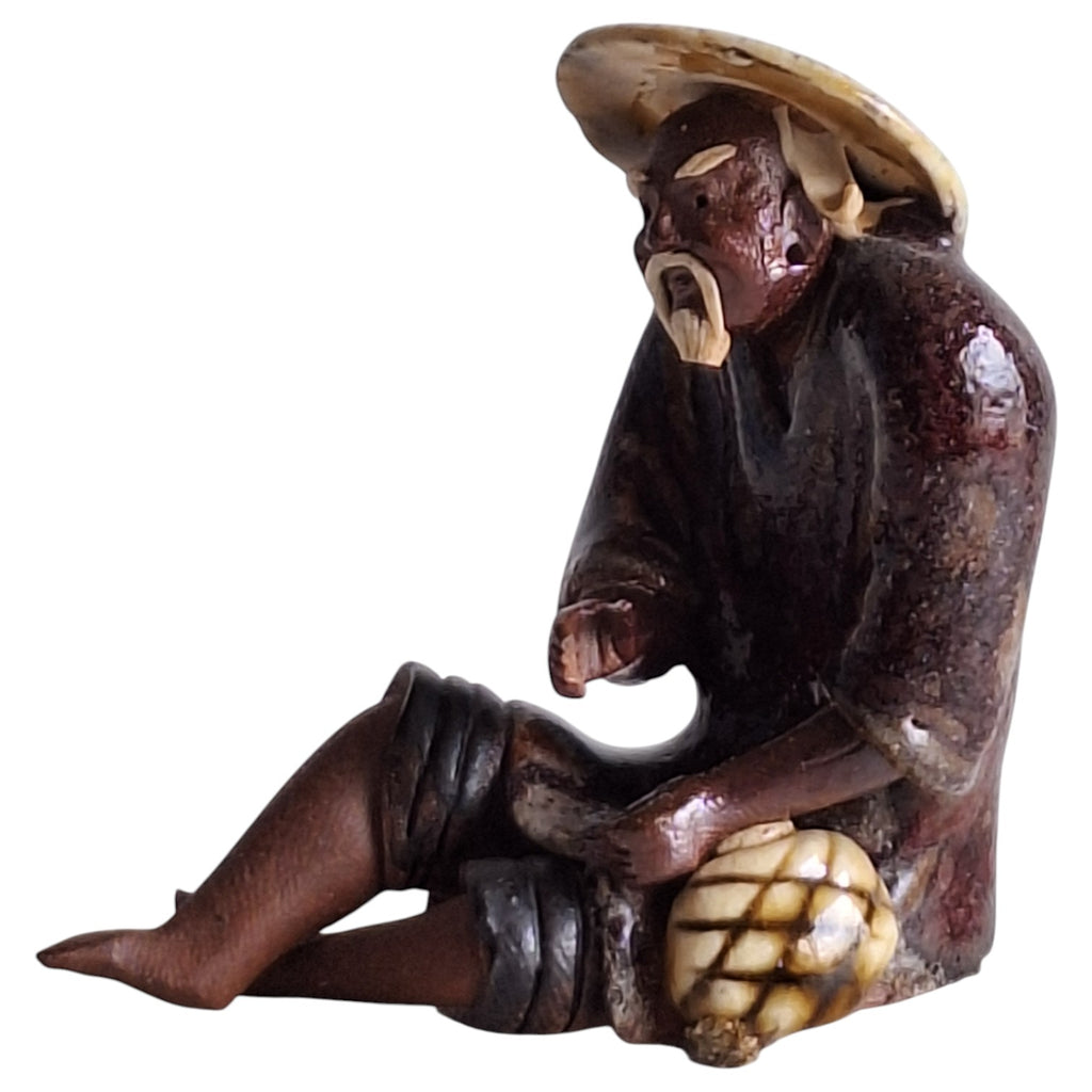 Handgemachte Ton-Mudman-Figur – Shiwan, China, ca. 1980
