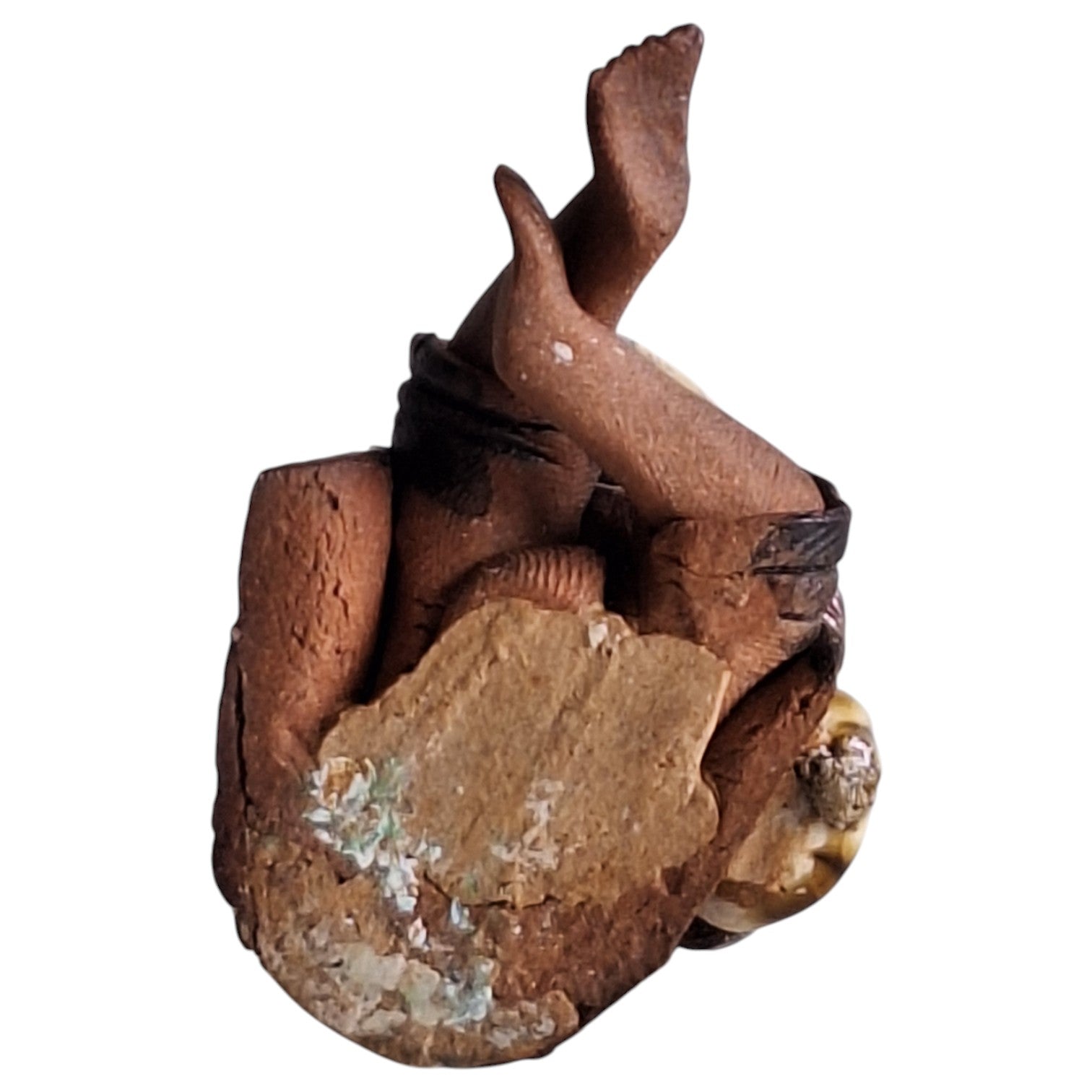 Handgemachte Ton-Mudman-Figur – Shiwan, China, ca. 1980