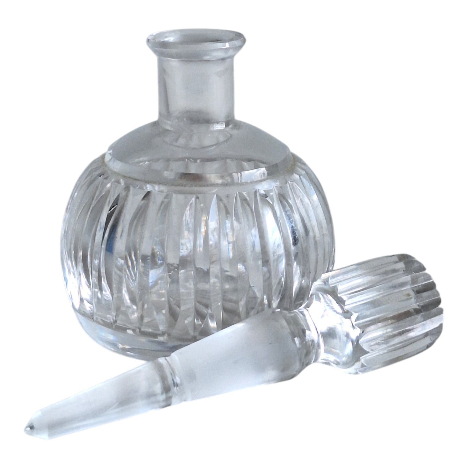 Kristall-Parfümflakon | Eau de Cologne | Geschliffenes Design | H. 12 cm