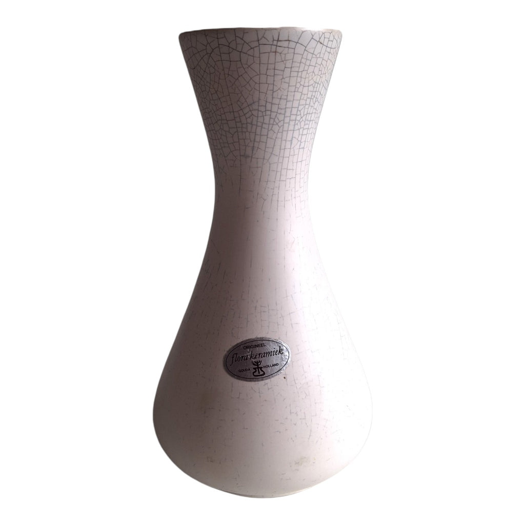 Flora Ceramics Gouda Vase | Craquelure | No. 651 | Original Sticker | 22 cm
