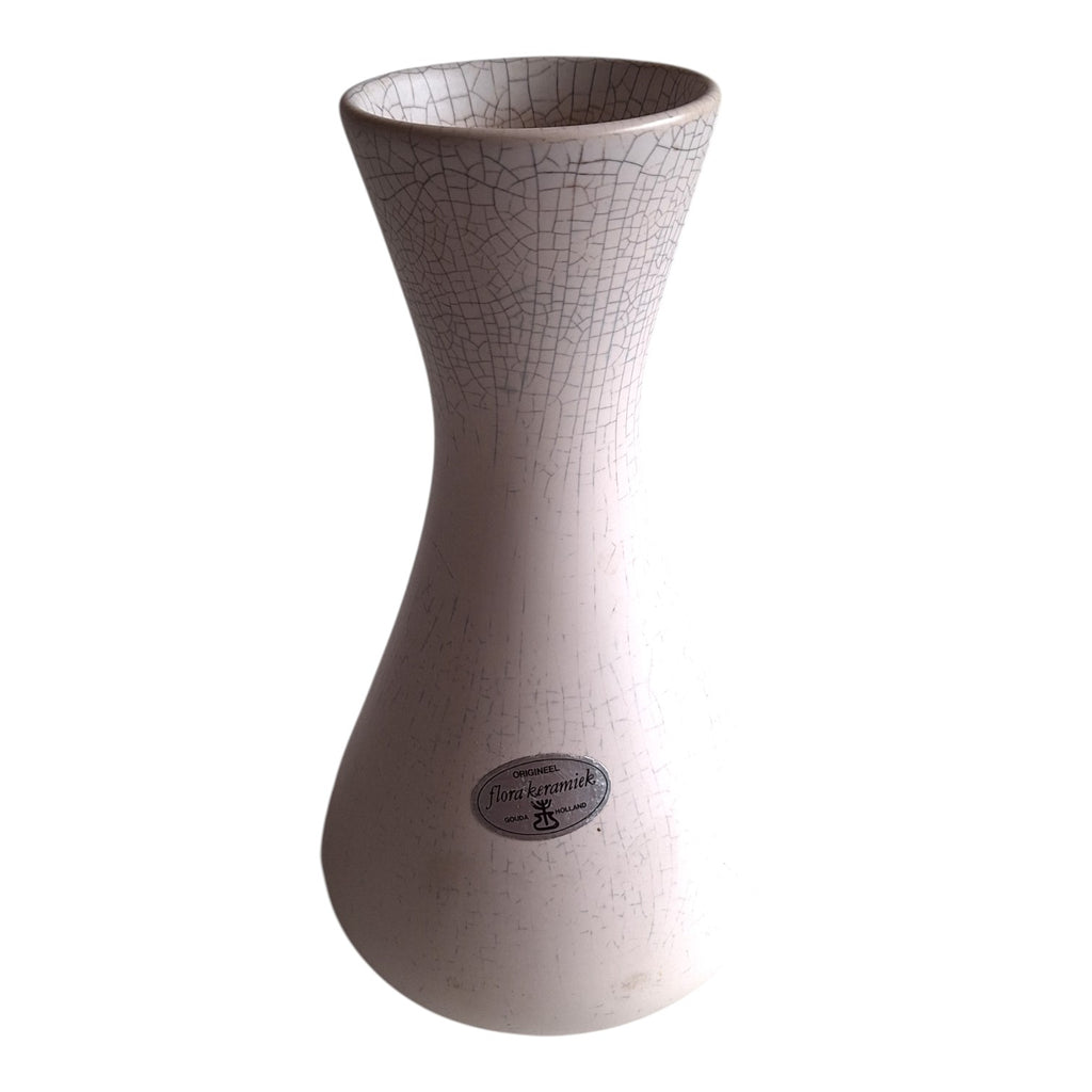 Flora Ceramics Gouda Vase | Craquelure | No. 651 | Original Sticker | 22 cm