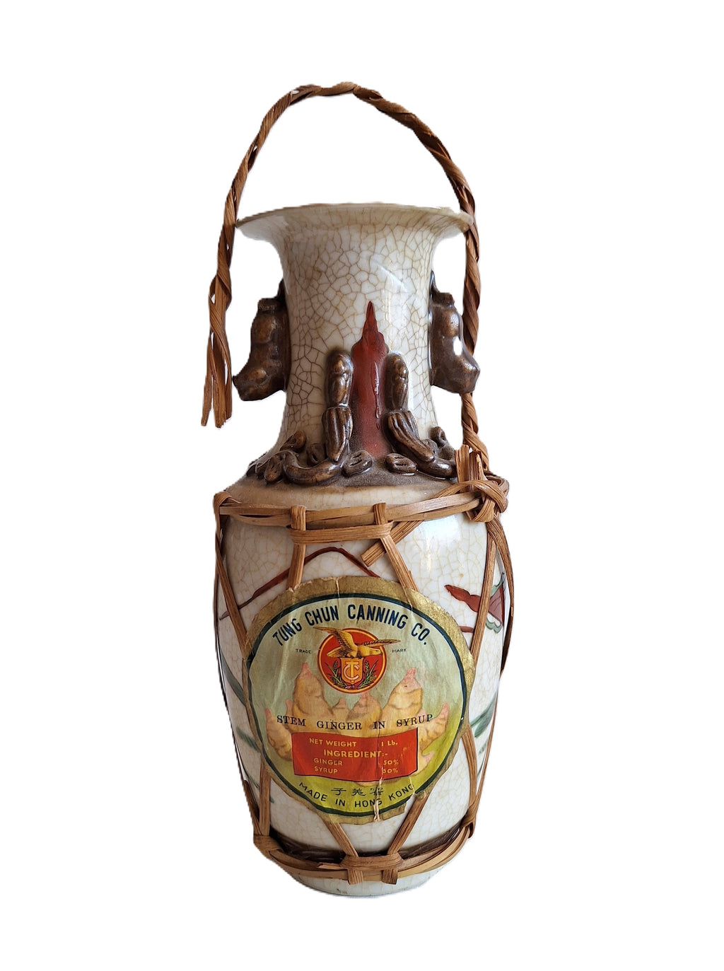 Nanking Ingwer-Vase Tung Chun Canning Co – Originalinhalt versiegelt, 1940-1960