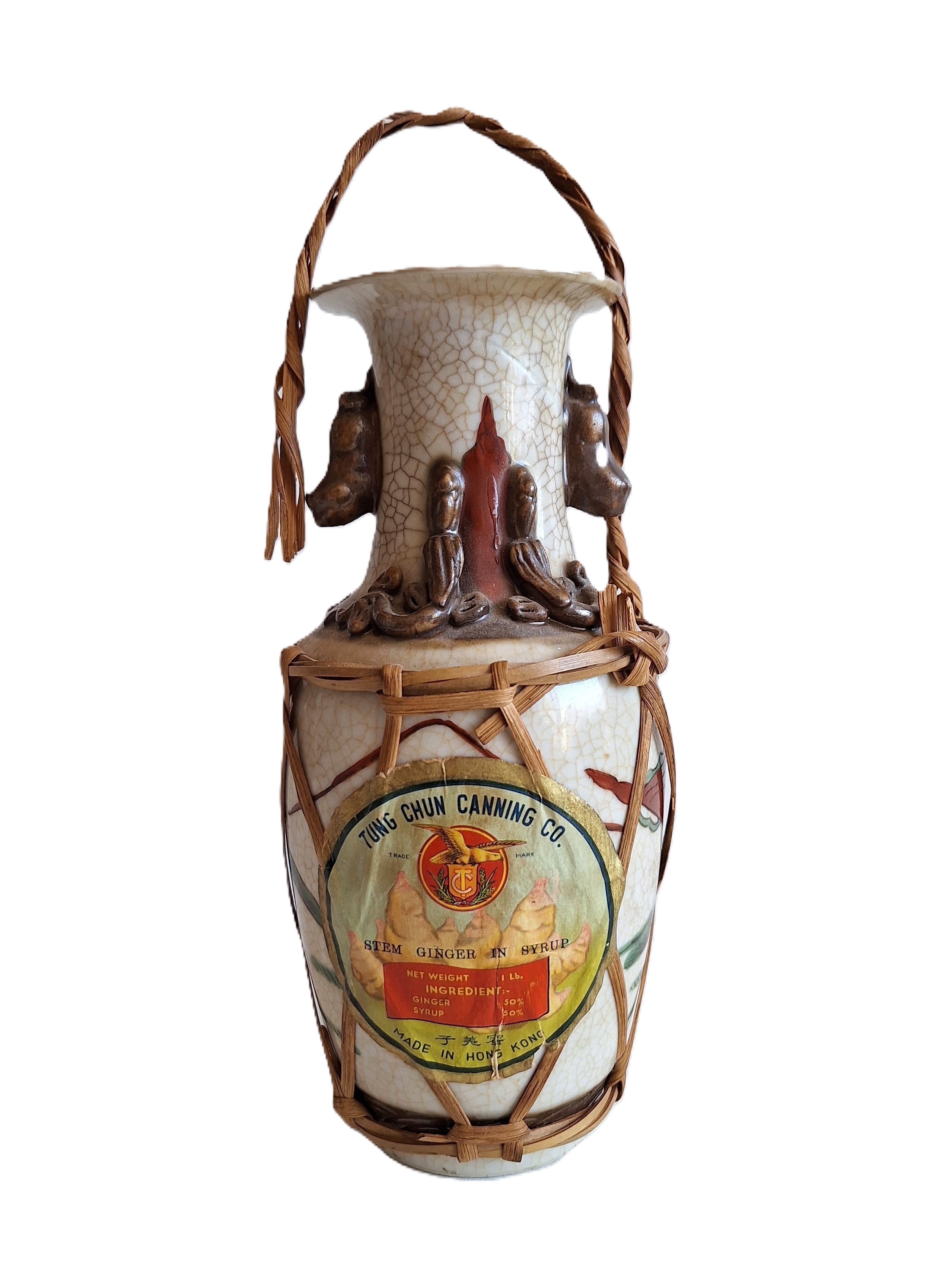Nanking Ingwer-Vase Tung Chun Canning Co – Originalinhalt versiegelt, 1940-1960