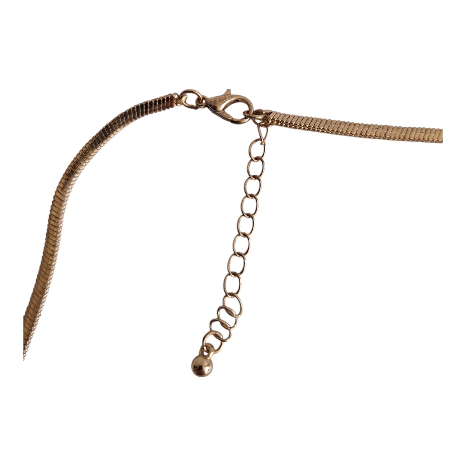 Goldfarbene Halskette mit drei Strasskugeln, 49 cm