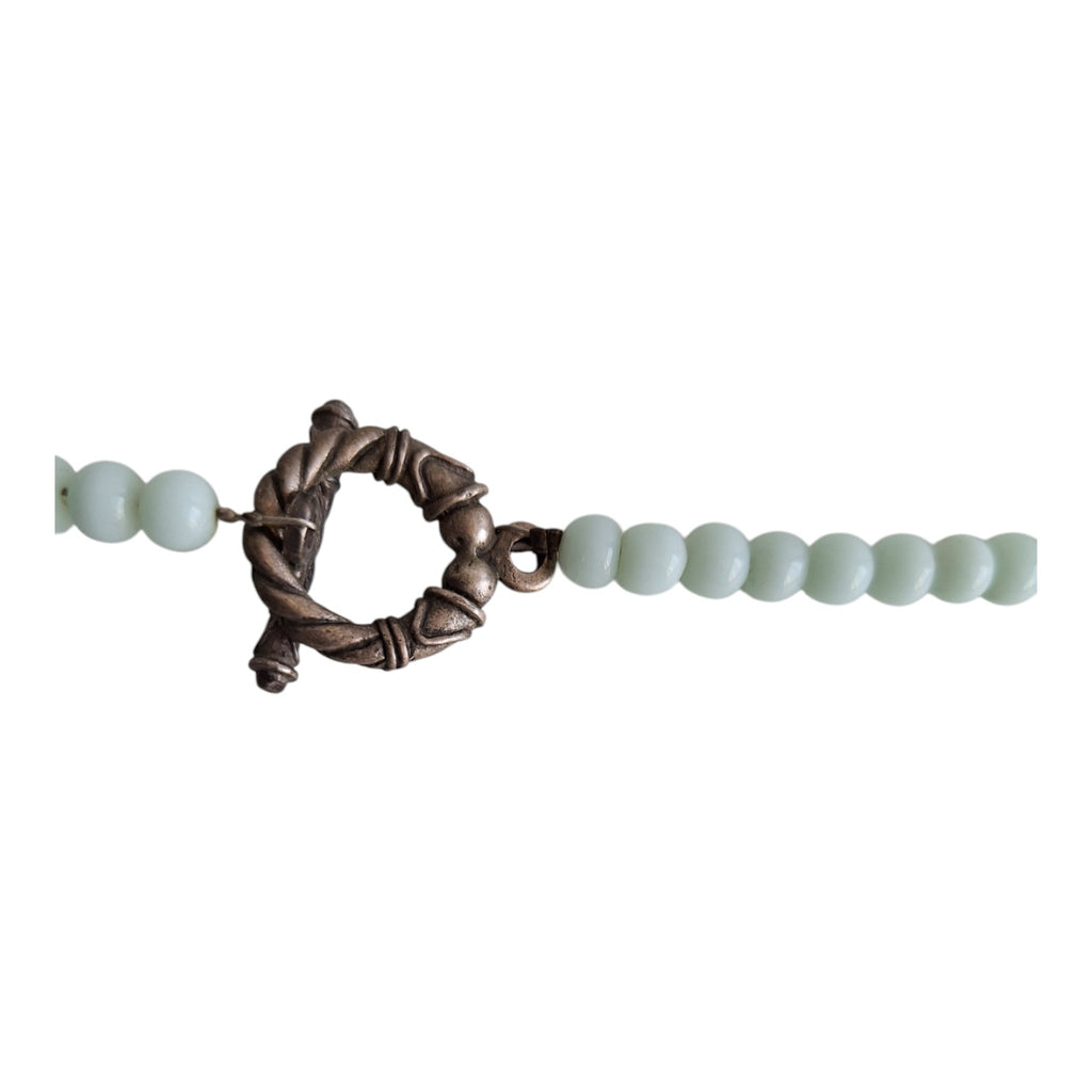 Turquoise, silver and white necklace with heart pendant