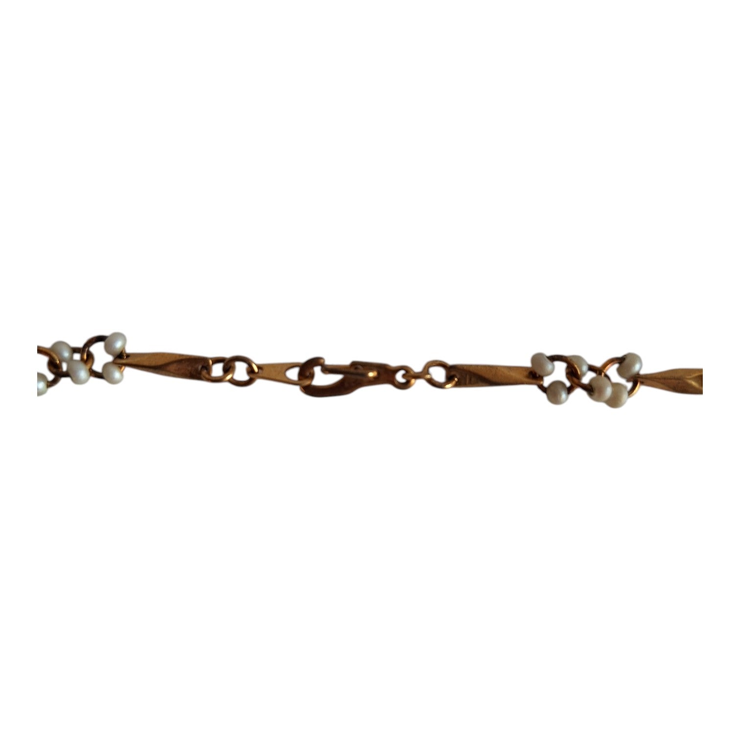 Gold-colored necklace with white beads
