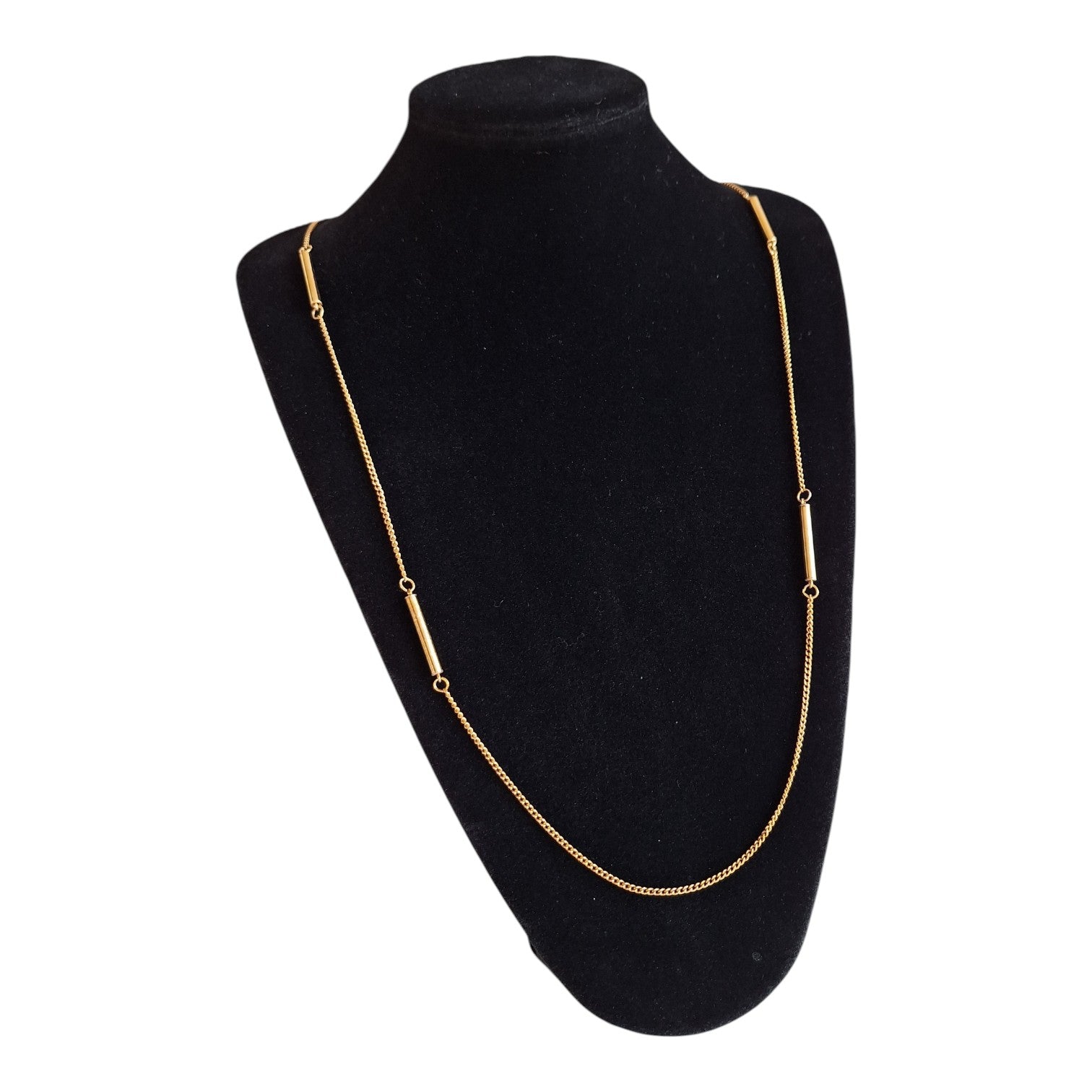 Gold-colored long simple necklace