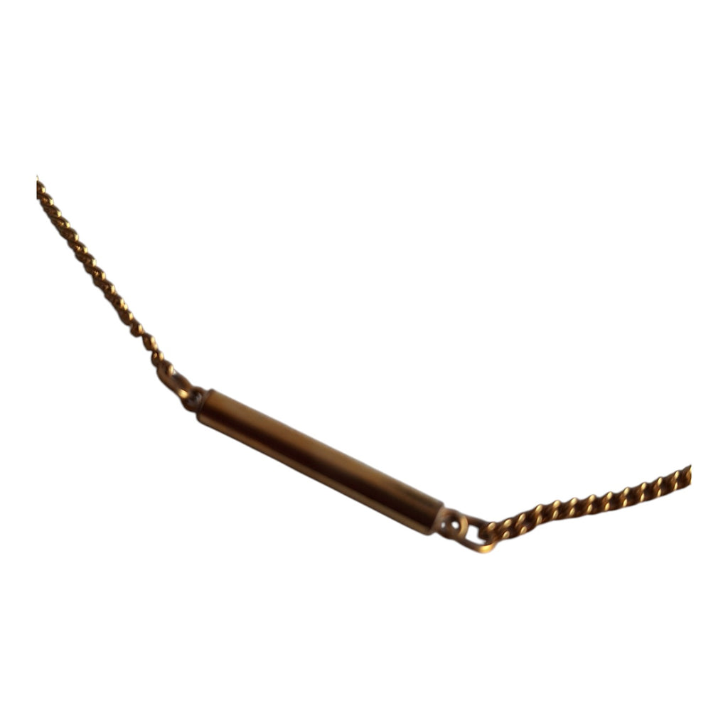 Gold-colored long simple necklace