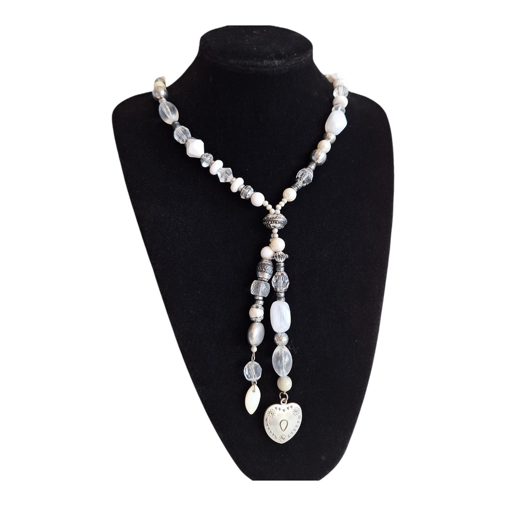 Necklace with silver-colored heart pendant