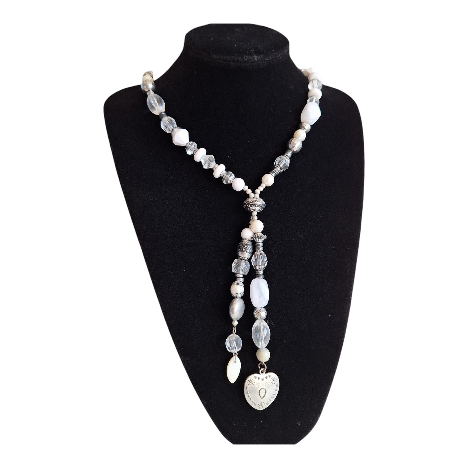 Necklace with silver-colored heart pendant