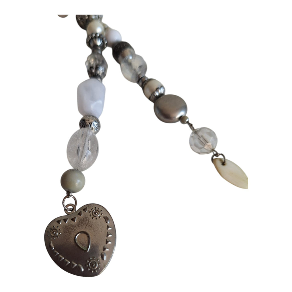 Necklace with silver-colored heart pendant