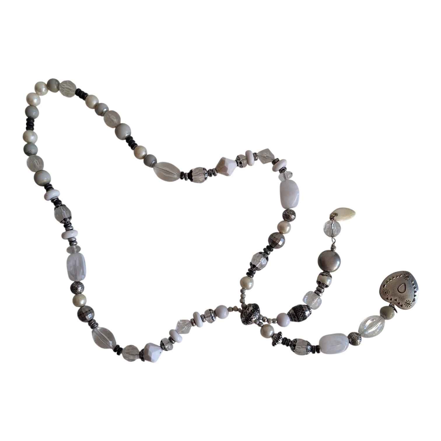Necklace with silver-colored heart pendant