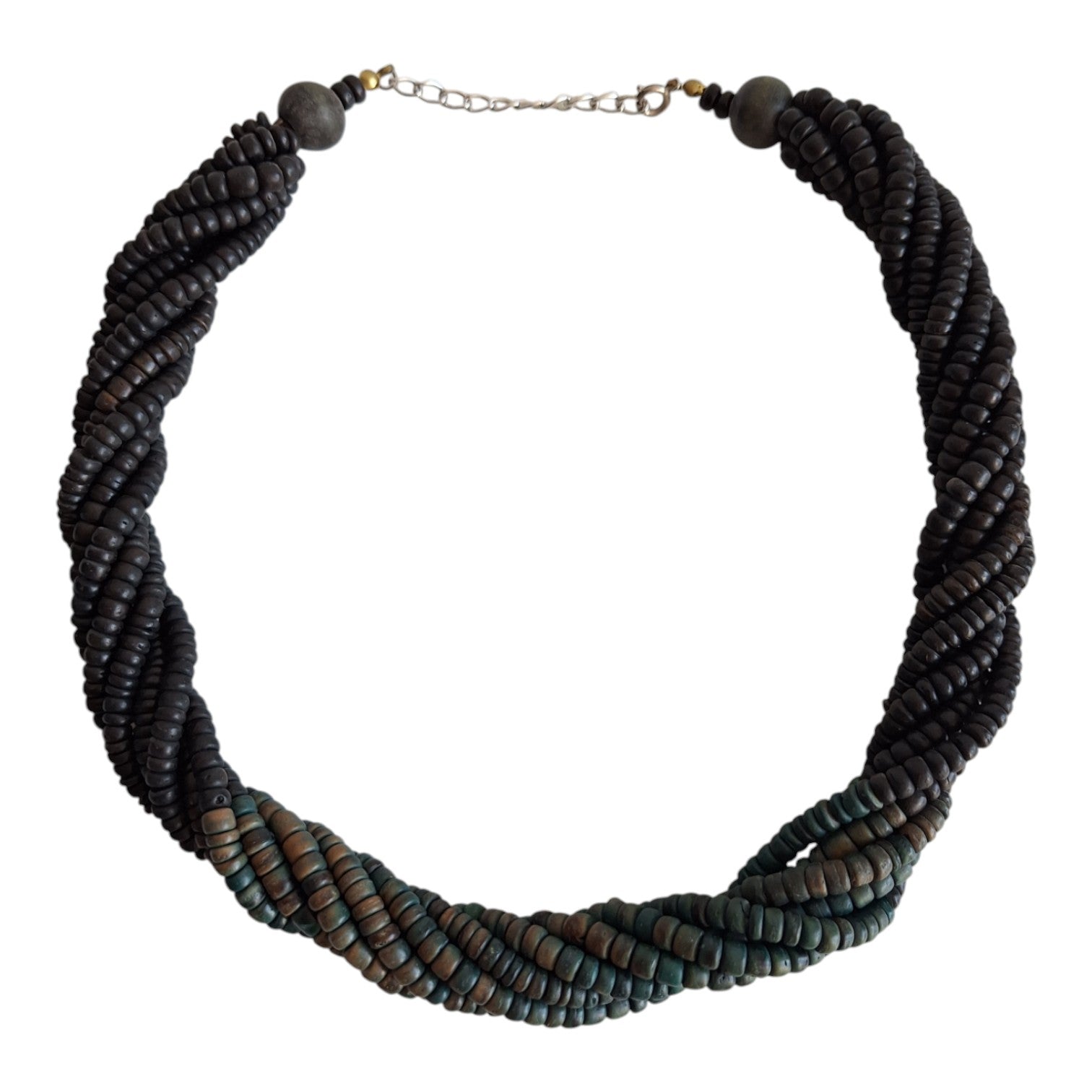 Necklace with small wooden beads
